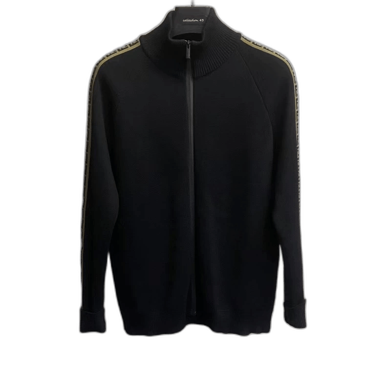 Fendi Black Wool Jacket with Logo Design-yf