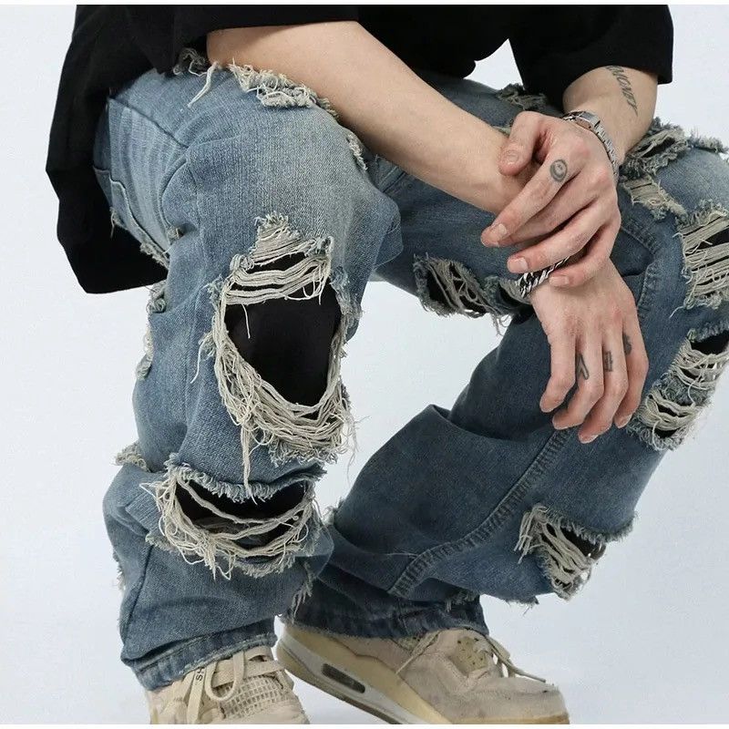 Japanese Brand × Vintage Straight Hole Beggar Zipper Long Pants Men Size US 28 / EU 44 - 1 Thumbnail