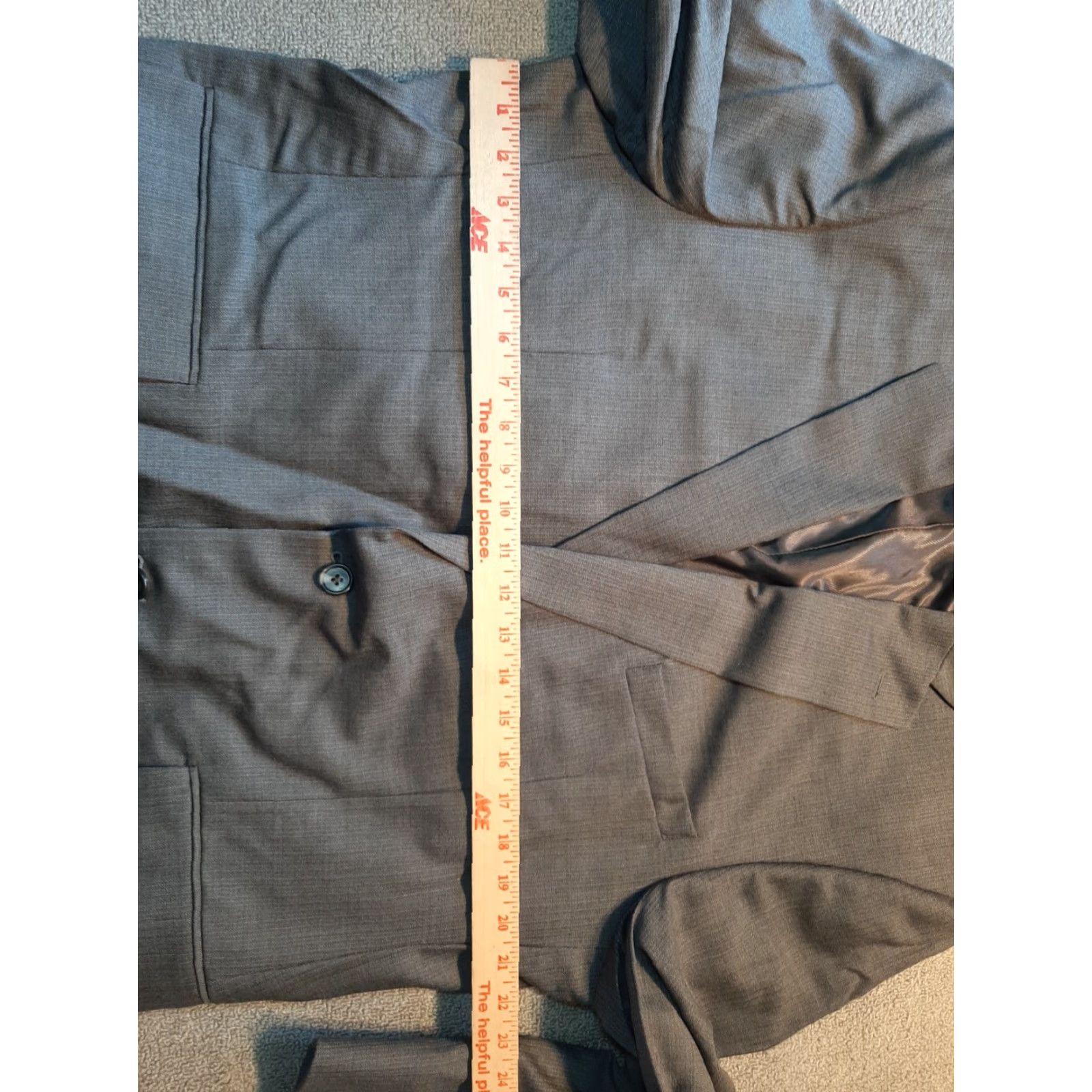 Liz Claiborne Claiborne Mens Suit 46R Wool Gray Regular 2 Piece Suit Men Chest 46 Classic Solid Wool Gray Mens Size 46R - 3 Thumbnail
