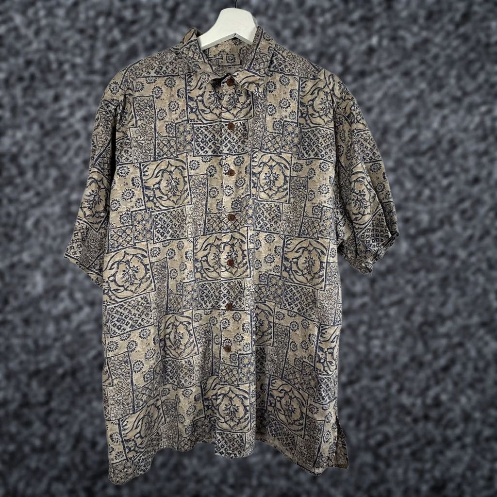 Eddie Bauer Eddie Bauer Button-Up Shirt Short Sleeve Floral Linen Hawaiian Large Mens Blue 52in Chest Size US L / EU 52-54 / 3 - 1 Thumbnail