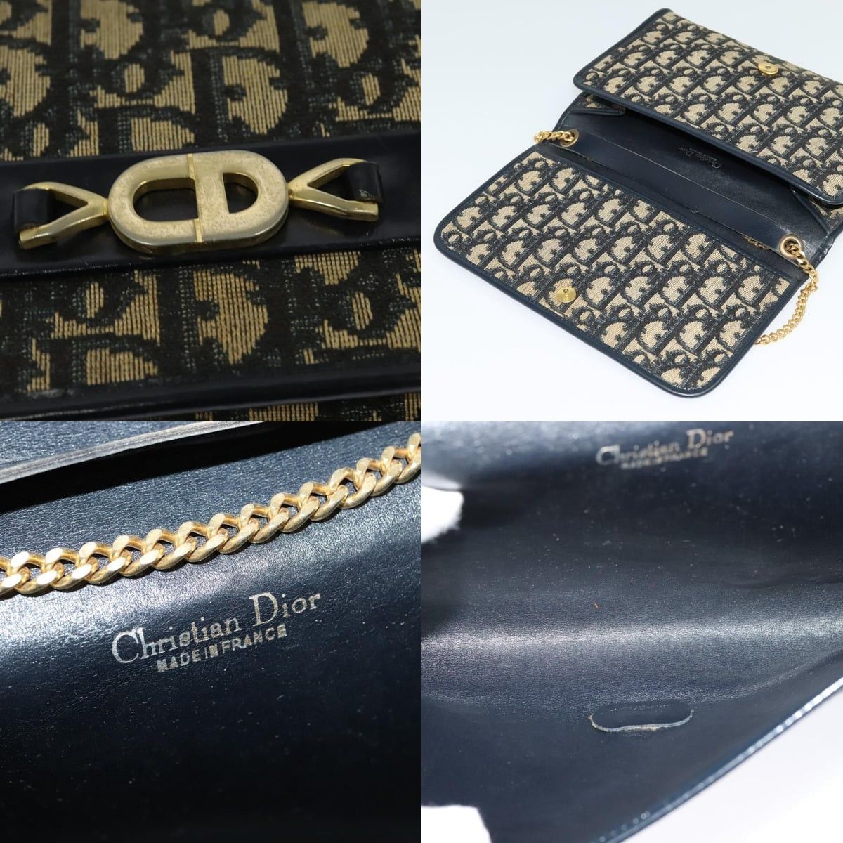 Dior DIOR Trotter Canvas Chain Shoulder Bag Navy Size ONE SIZE - 11 Thumbnail