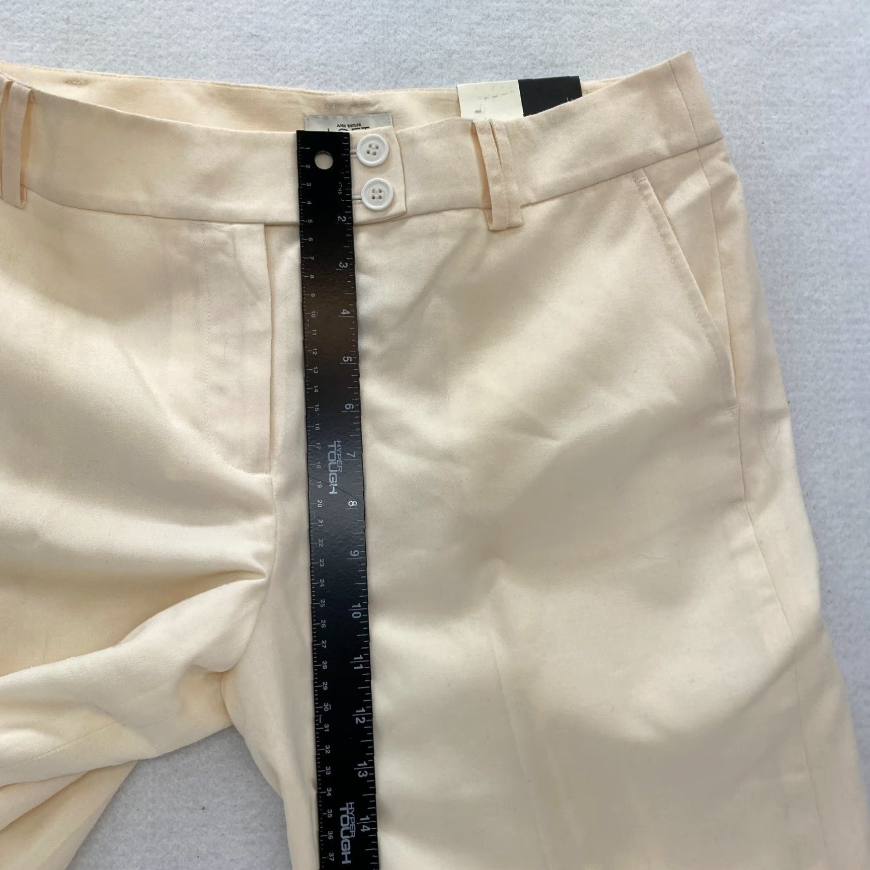 Ann Taylor Ann Taylor Ann Pants Women's 12 Flared Leg Beige Wool Dress Pant High Rise Lined Size 34" / US 12 / IT 48 - 7 Thumbnail
