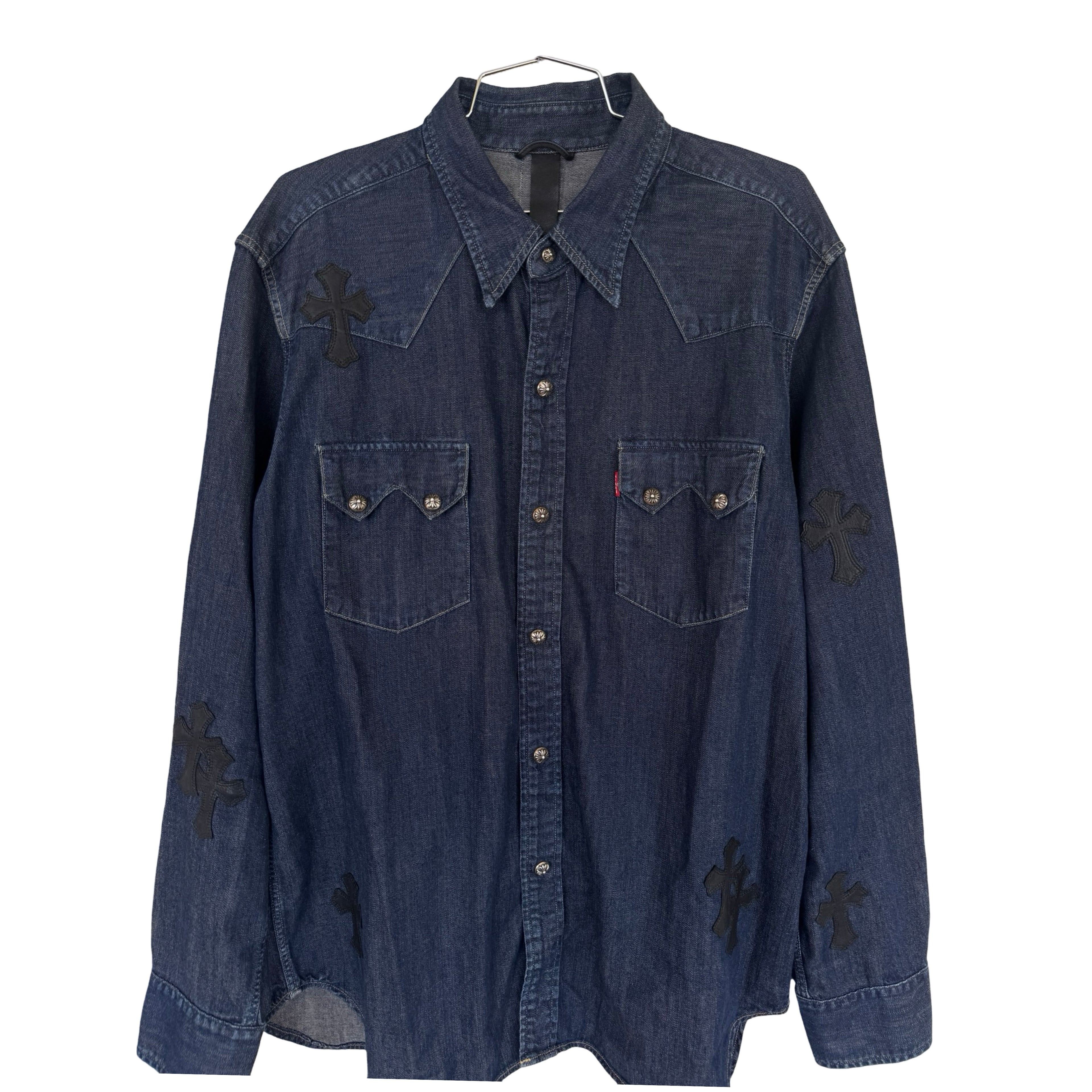 Chrome Hearts CH Levis Dark Blue Denim Shirt With Patches Size US XL / EU 56 / 4 - 3 Thumbnail