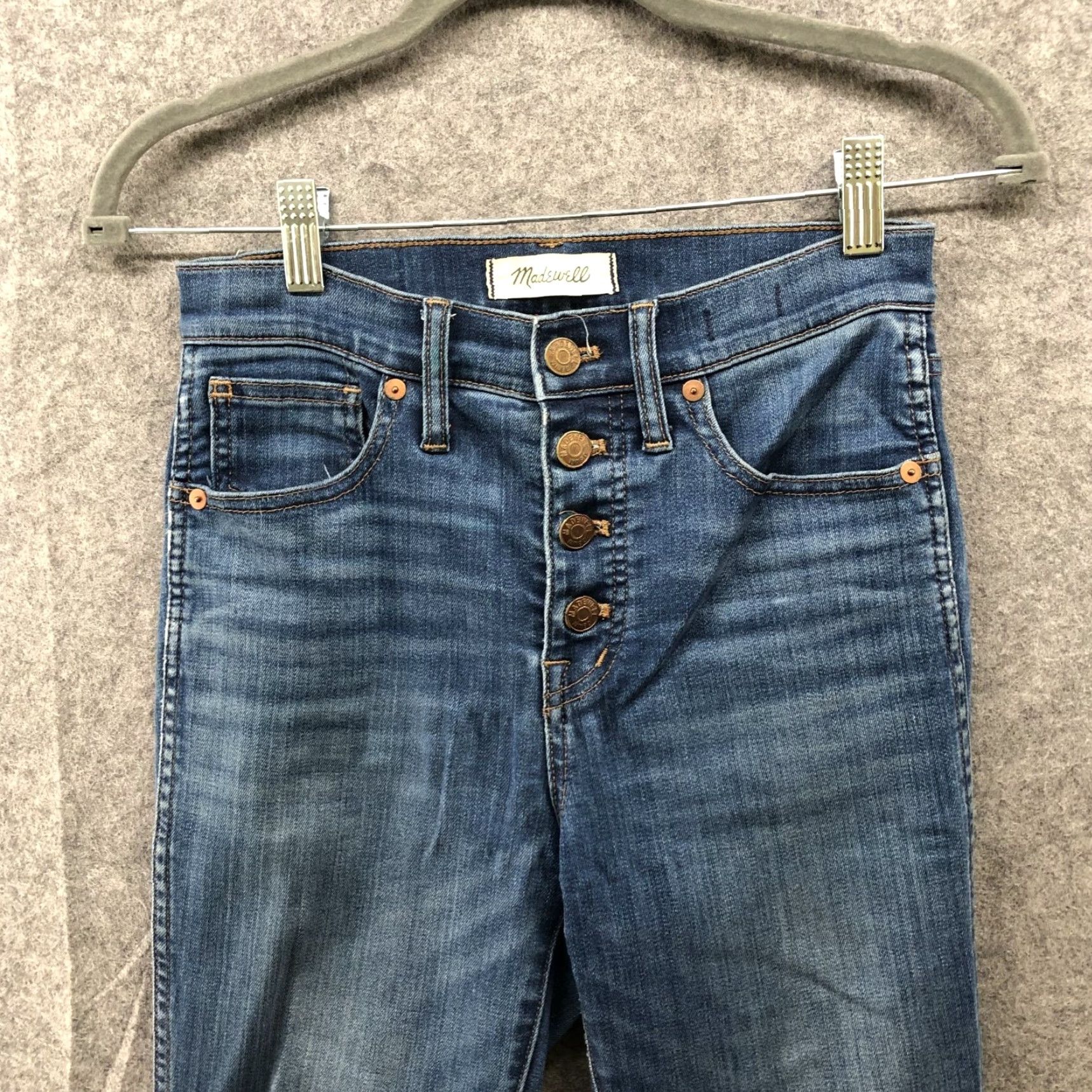 Madewell Madewell Jeans Womens 25 High Rise Skinny Crop 10'' Exposed Button Fly Blue Size 42" / US 20 - 3 Thumbnail