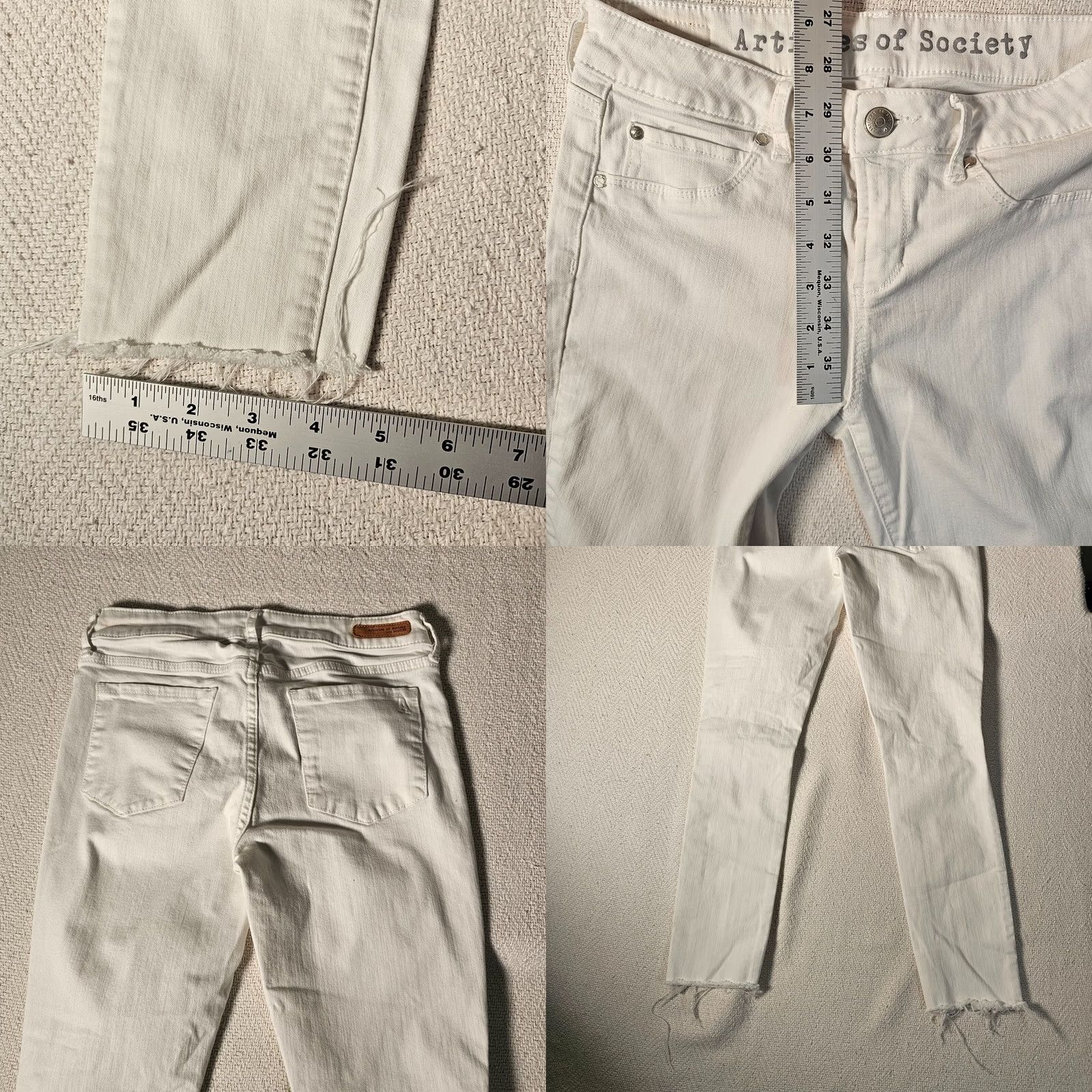 Vintage Articles of Society Jeans Skinny Slit Distressed White 26 Women Denim Slim Inseam 24 26 Vintage No Brand Size 26" / US 2 / IT 38 - 8 Thumbnail