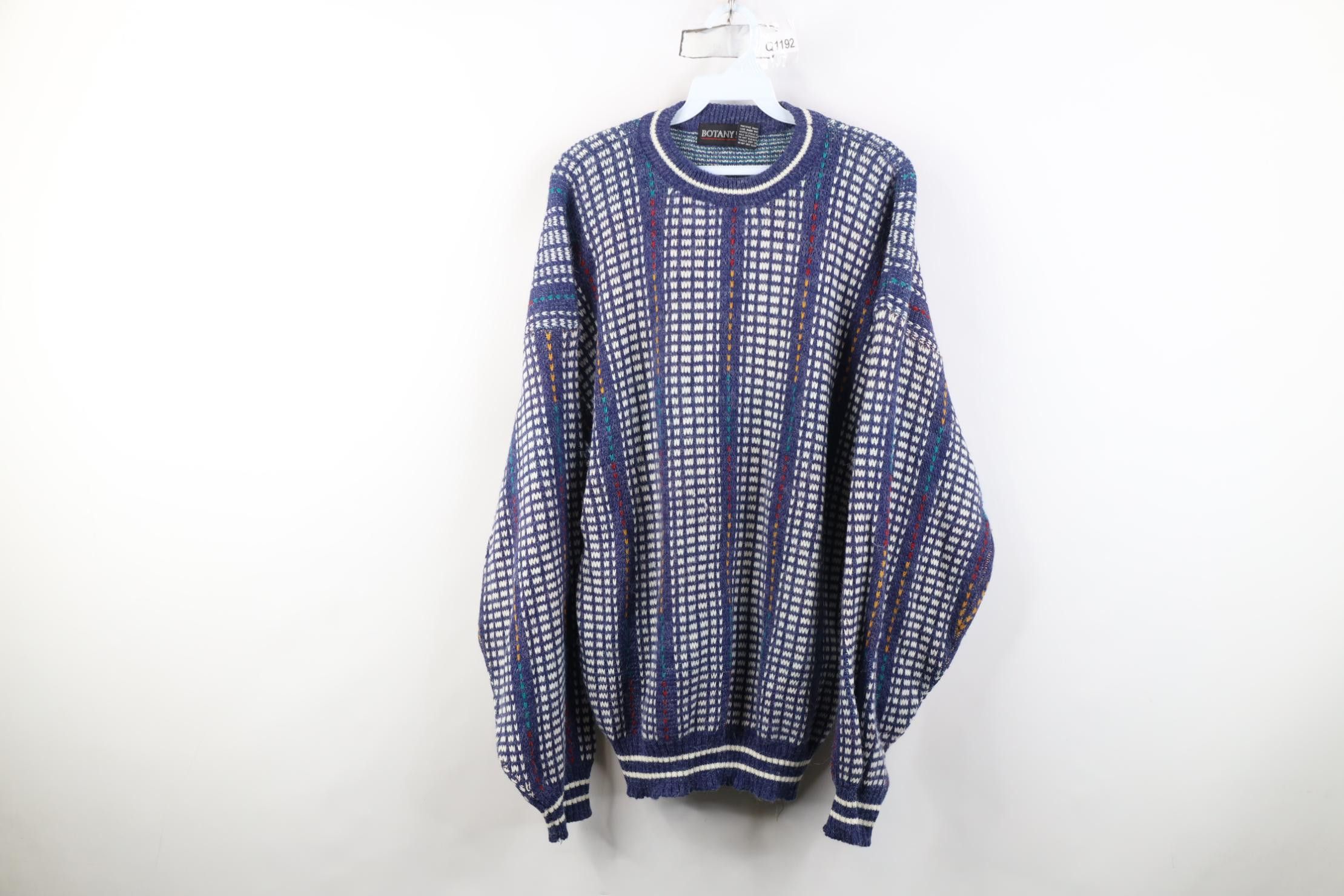Vintage Vintage 90s Streetwear Geometric Knit Crewneck Sweater Size US XL / EU 56 / 4 - 1 Thumbnail