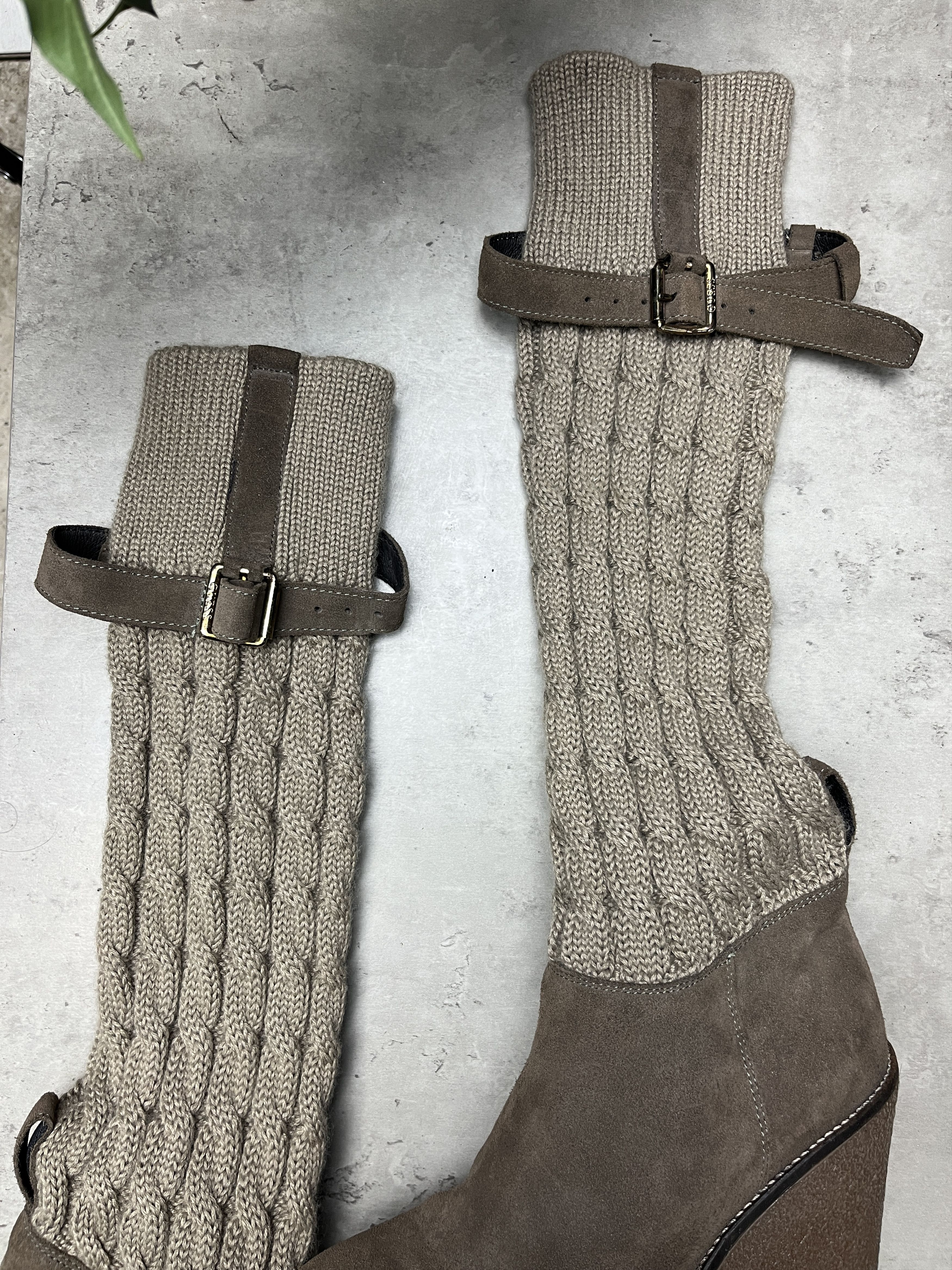 Guess 2000s GUESS SUEDE KNIT WEDGE TALL BOOTS - 5135 Size US 7.5 / IT 37.5 - 3 Thumbnail