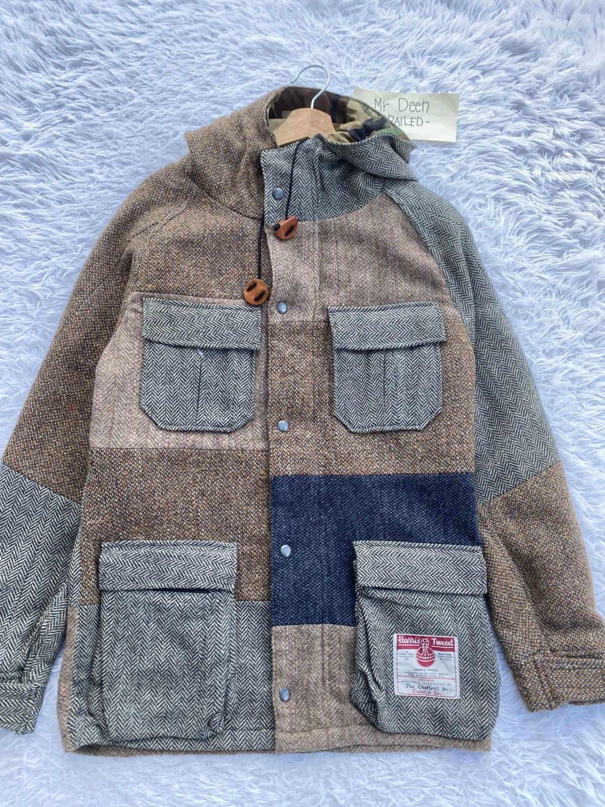 Harris Tweed Rare 1998 Vintage Harris Tweed multitone wool hoodie jacket Size US M / EU 48-50 / 2 - 7 Thumbnail