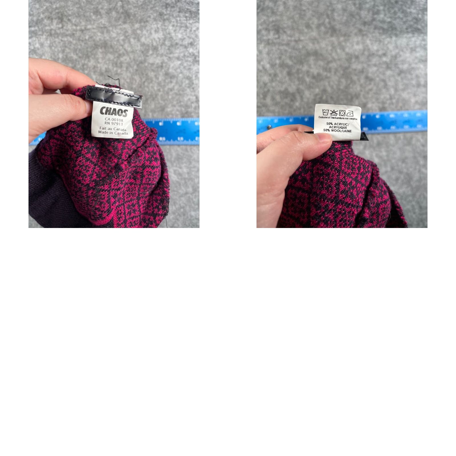 Vintage Chaos Beanie Adult One Size Pink Fair Isle Knit Acrylic Wool Blend Ski Outdoor Mens Size ONE SIZE - 8 Thumbnail