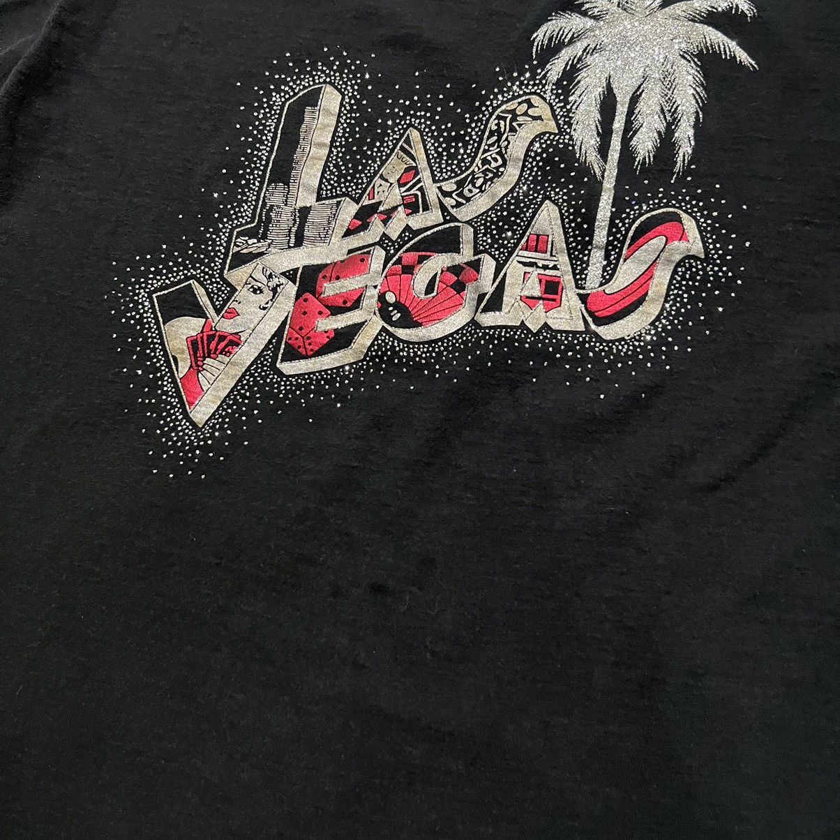 Vintage VTG Las Vegas Nevada Black Rhinestone USA Travel T Shirt Size US XL / EU 56 / 4 - 5 Thumbnail