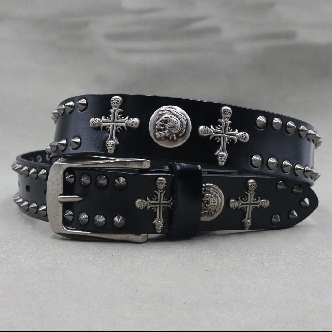 Japanese Brand Skull Cross Rivet Belt Size ONE SIZE - 2 Thumbnail