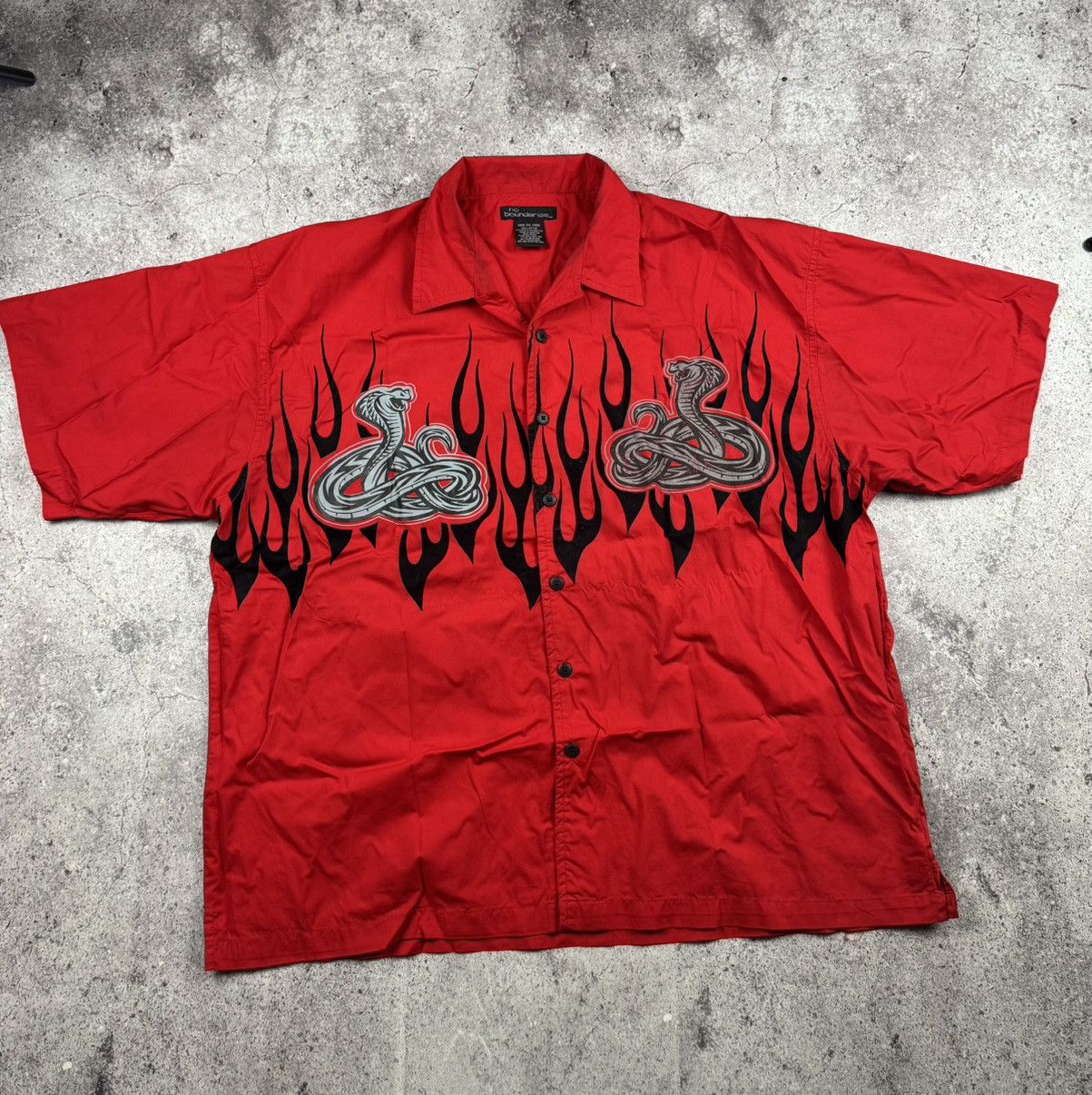 Vintage 💧Vintage Y2k No Boundaries Shirt Button Up Flames red Rare💧 Size US XXL / EU 58 / 5 - 1 Thumbnail
