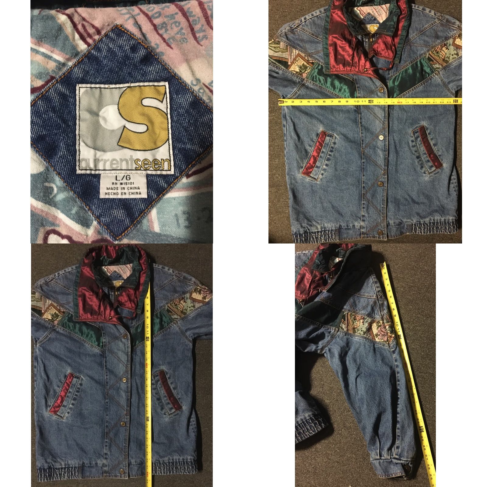 Vintage VINTAGE Current Seen Denim Jean Jacket L Women Long Blue 80s 90s Grunge Biker Western USA Size 36" / US 14 / IT 50 - 8 Thumbnail