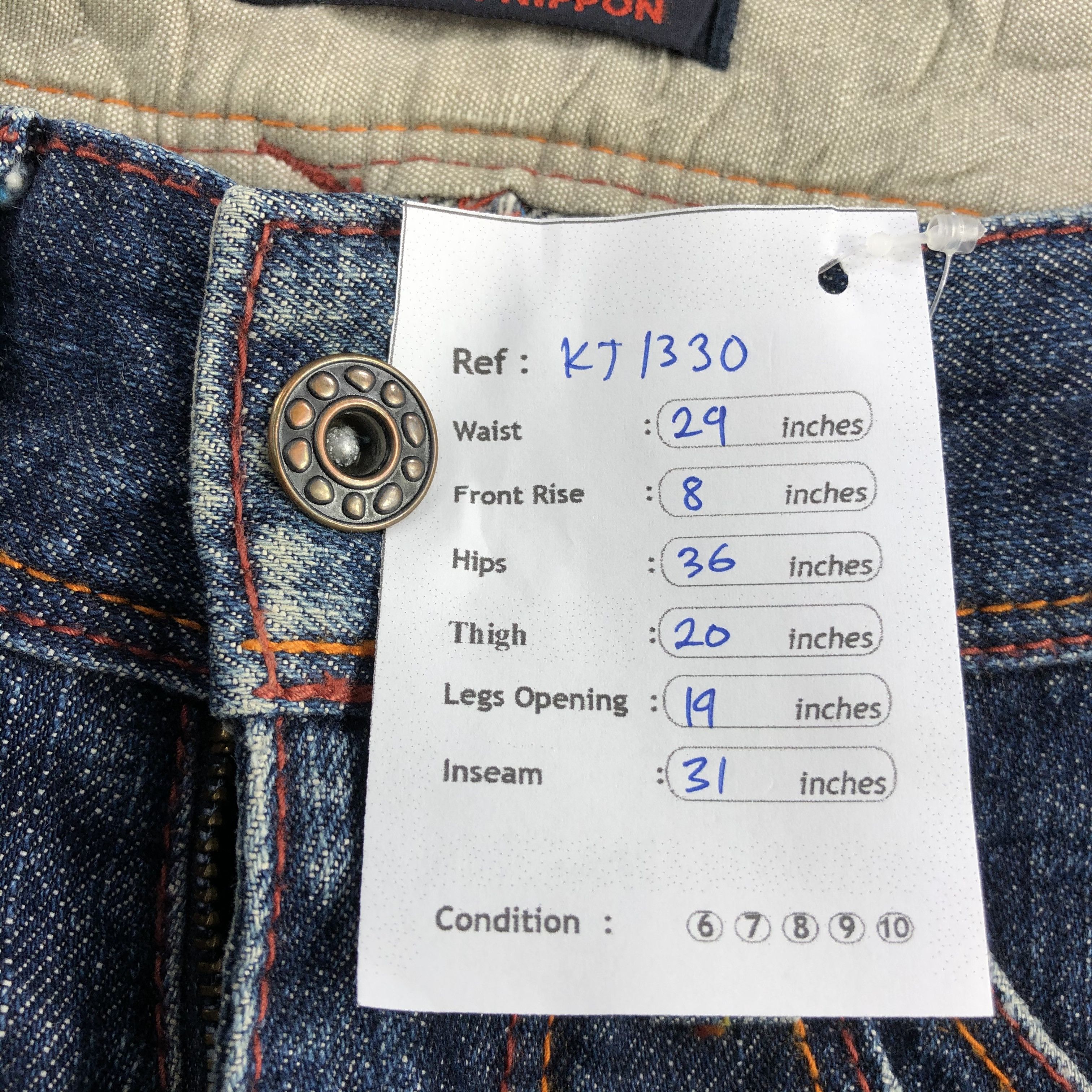 Japanese Brand Et Boite Jeans Blue Wash Flare Denim KJ1330 Size US 28 / EU 44 - 10 Thumbnail