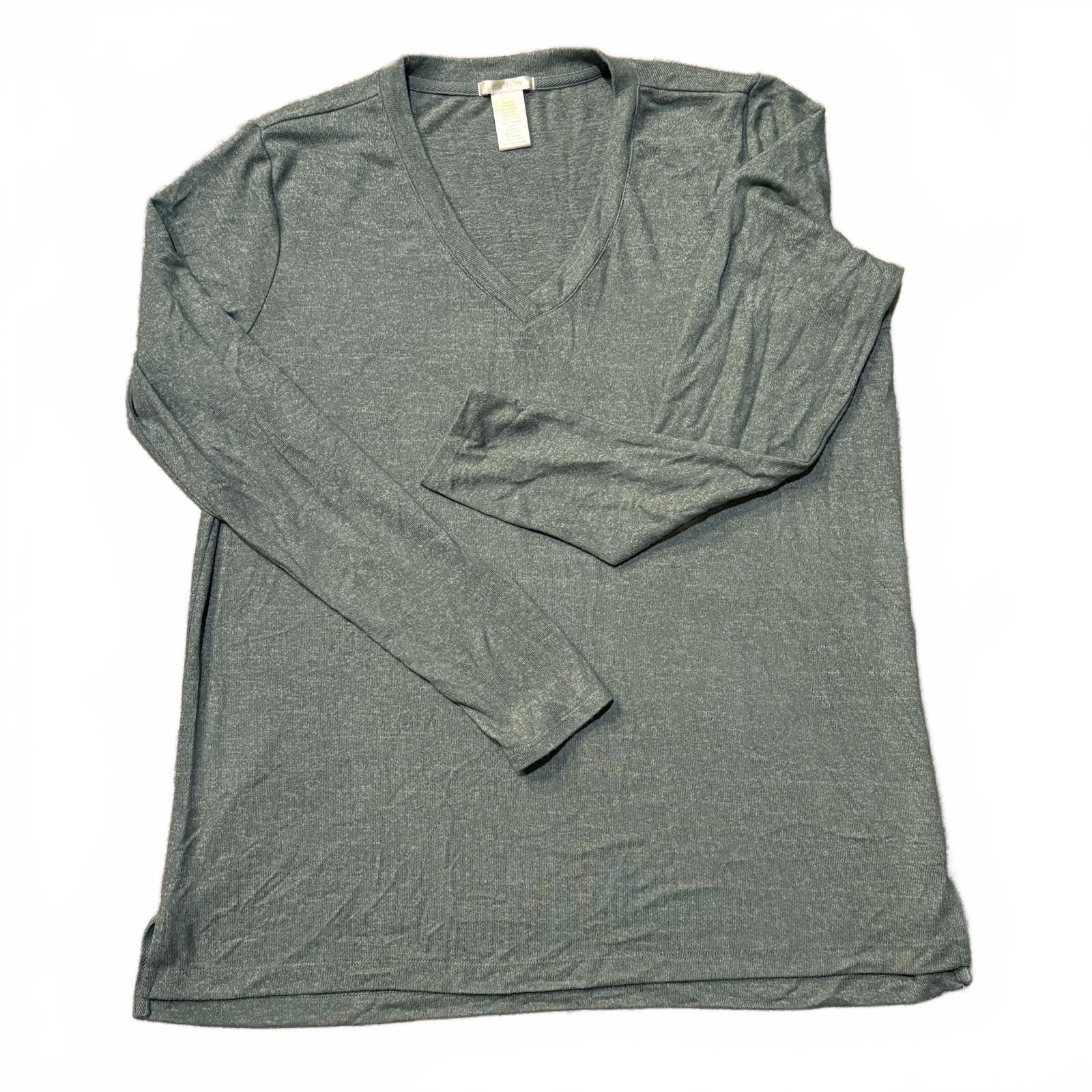 Designer matty m heather sage long-sleeve V-neck tee - 1X Size XL / US 12-14 / IT 48-50 - 1 Thumbnail