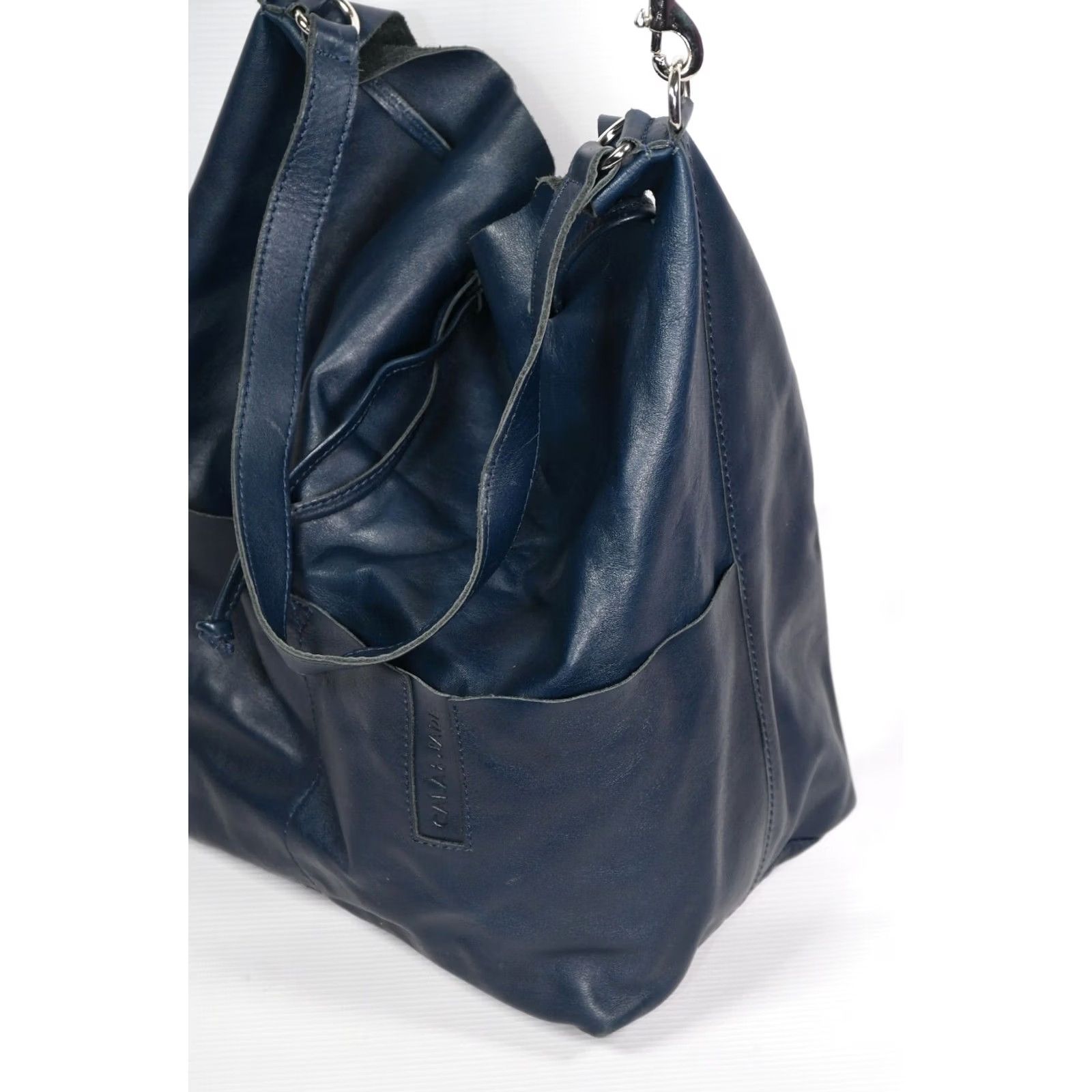 Vintage CALA JADE Blue Leather Shopper Handbag Women Large Crossbody Vintage? No - CALA JADE Leather Exterior Blue Lining Blue 100% Leather Size ONE SIZE - 7 Thumbnail