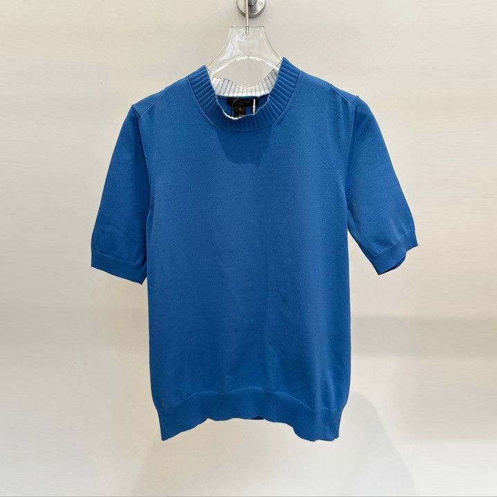Louis Vuitton Louis Vuitton blue logo short-sleeved knit shirt Size S / US 4 / IT 40 - 1 Thumbnail