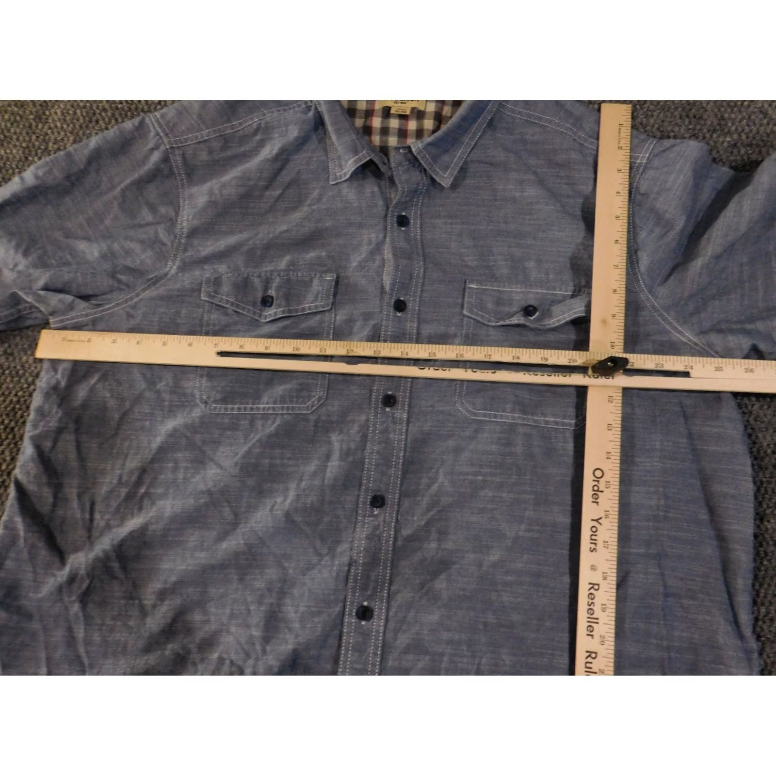 Vintage Woolrich Button-Up Shirt Mens 2XL Blue Chambray Casual Outdoor Slimming Pockets Short Sleeve Regular Fit Classic Outdoor Mens Size US XXL / EU 58 / 5 - 4 Thumbnail