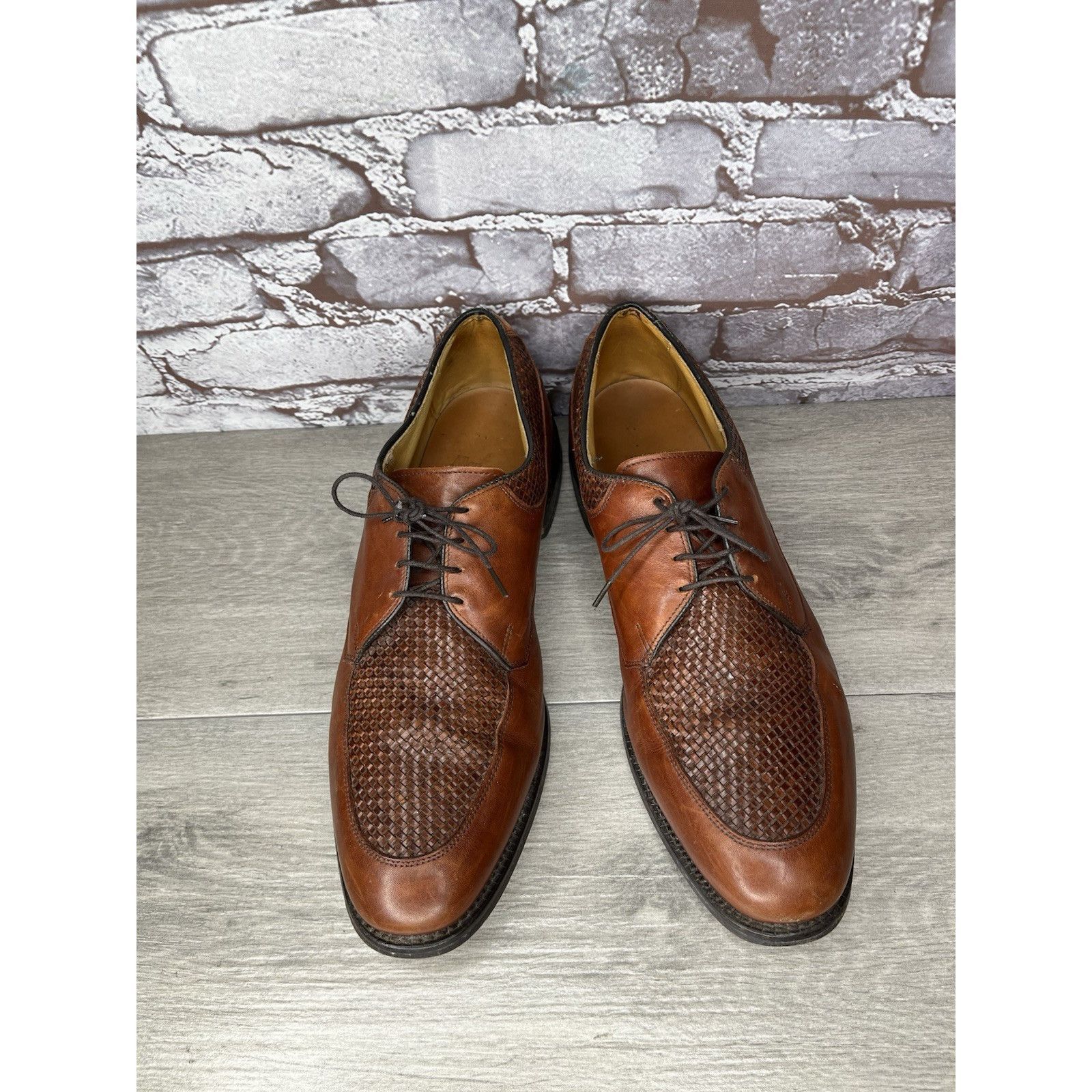 Allen Edmonds Allen Edmonds Norfolk Woven Brown Leather Oxfords Dress Shoe Size US 11.5 / EU 44-45 - 14 Thumbnail