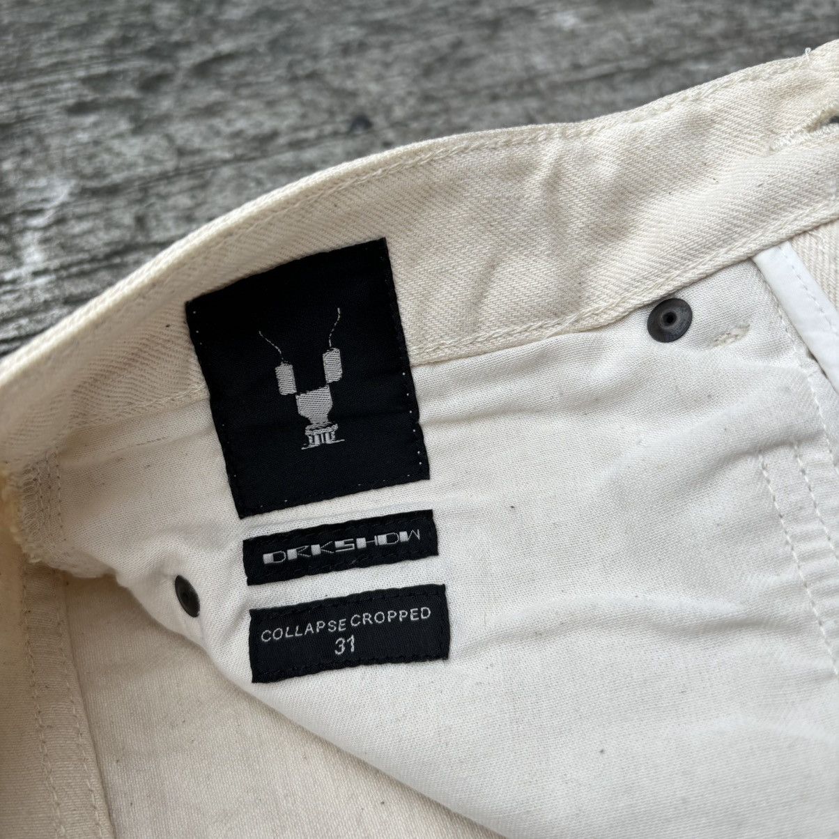 Rick Owens Drkshdw Rick Owens DRKSHDW Milk Collapse Cropped Jeans Size US 31 - 10 Thumbnail