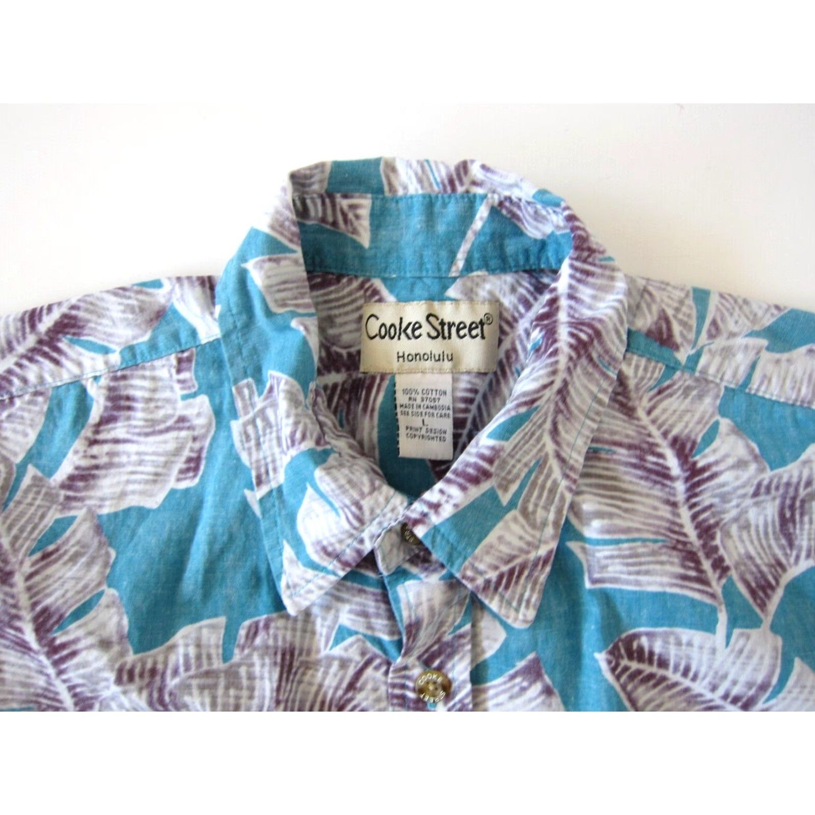 Vintage VINTAGE Cooke Street Hawaii Cotton Blue Purple White Floral Button Down Shirt L Mens Size US L / EU 52-54 / 3 - 4 Thumbnail