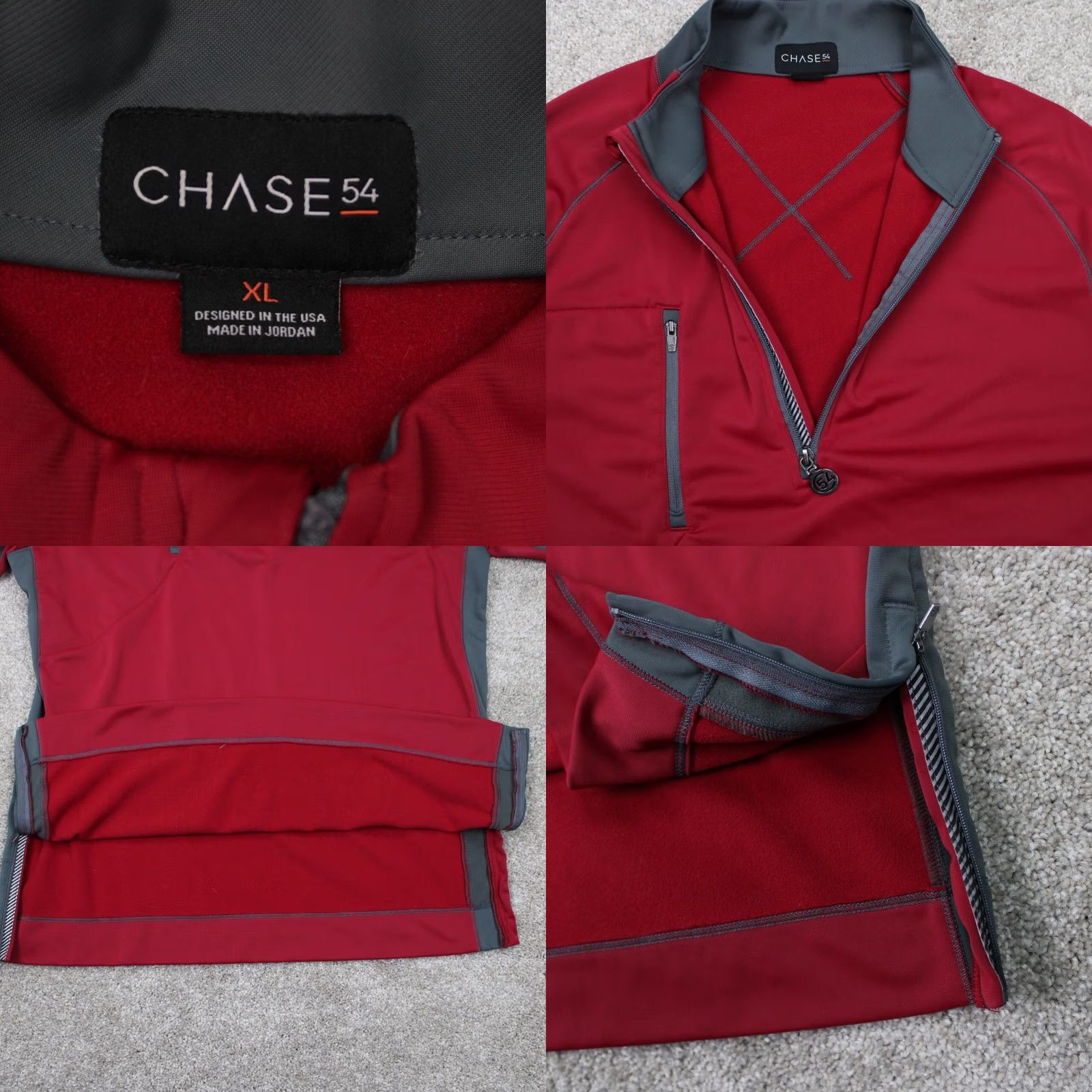 Vintage Chase 54 Sweatshirt Mens XL Red/Gray Golf 1/4 Zip Polyester Long Sleeve Size US XL / EU 56 / 4 - 8 Thumbnail