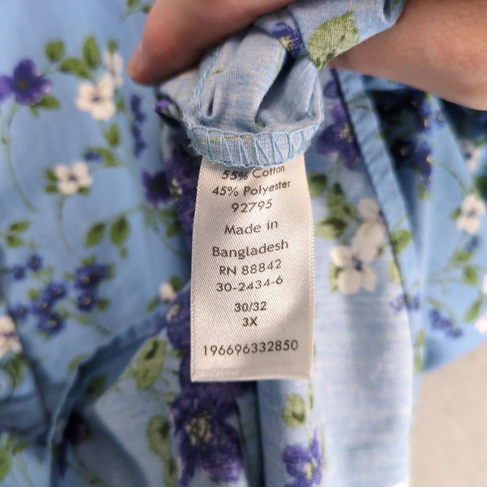 Other Woman Within Sky Blue Pretty Bloom Button Up Shirt 3X Plus Size 3XL / US 20-22 - 4 Thumbnail