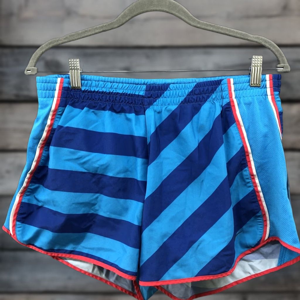Nike Nike Running Shorts Womens M Dri-Fit Blue Red Striped Active Lightweight Lined Size 32" / US 10 / IT 46 - 1 Thumbnail
