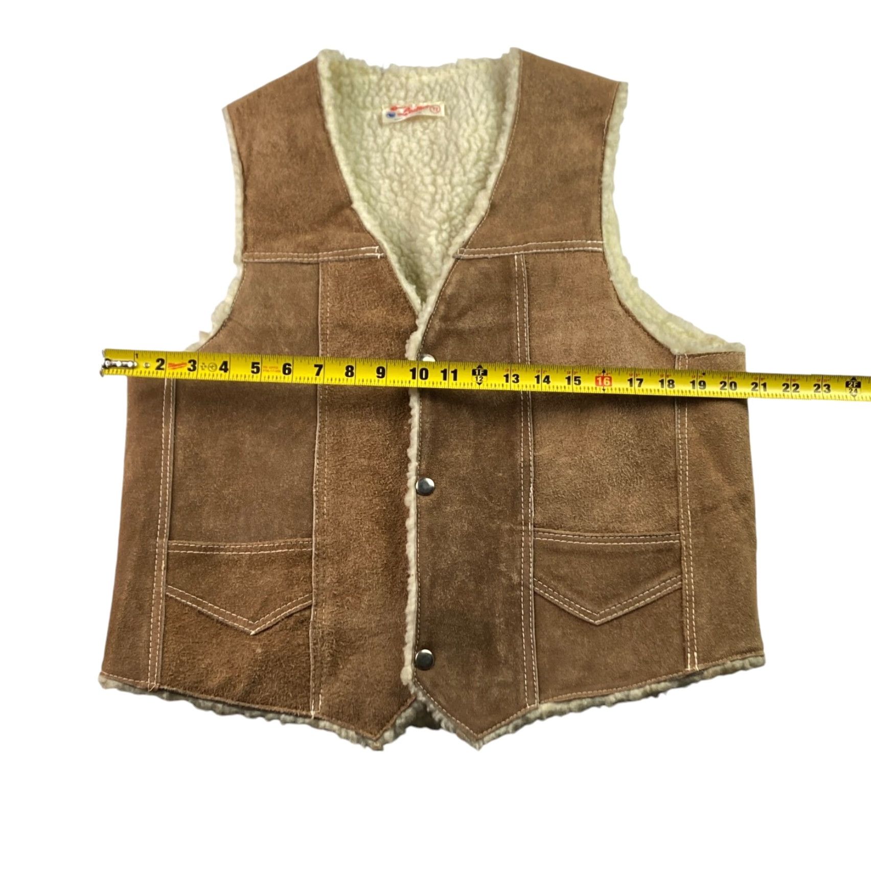 Vintage VINTAGE VTG Men's Sherpa Lined Suede Leather Western Vest Tan/Beige Size 42 Size US XS / EU 42 / 0 - 4 Thumbnail