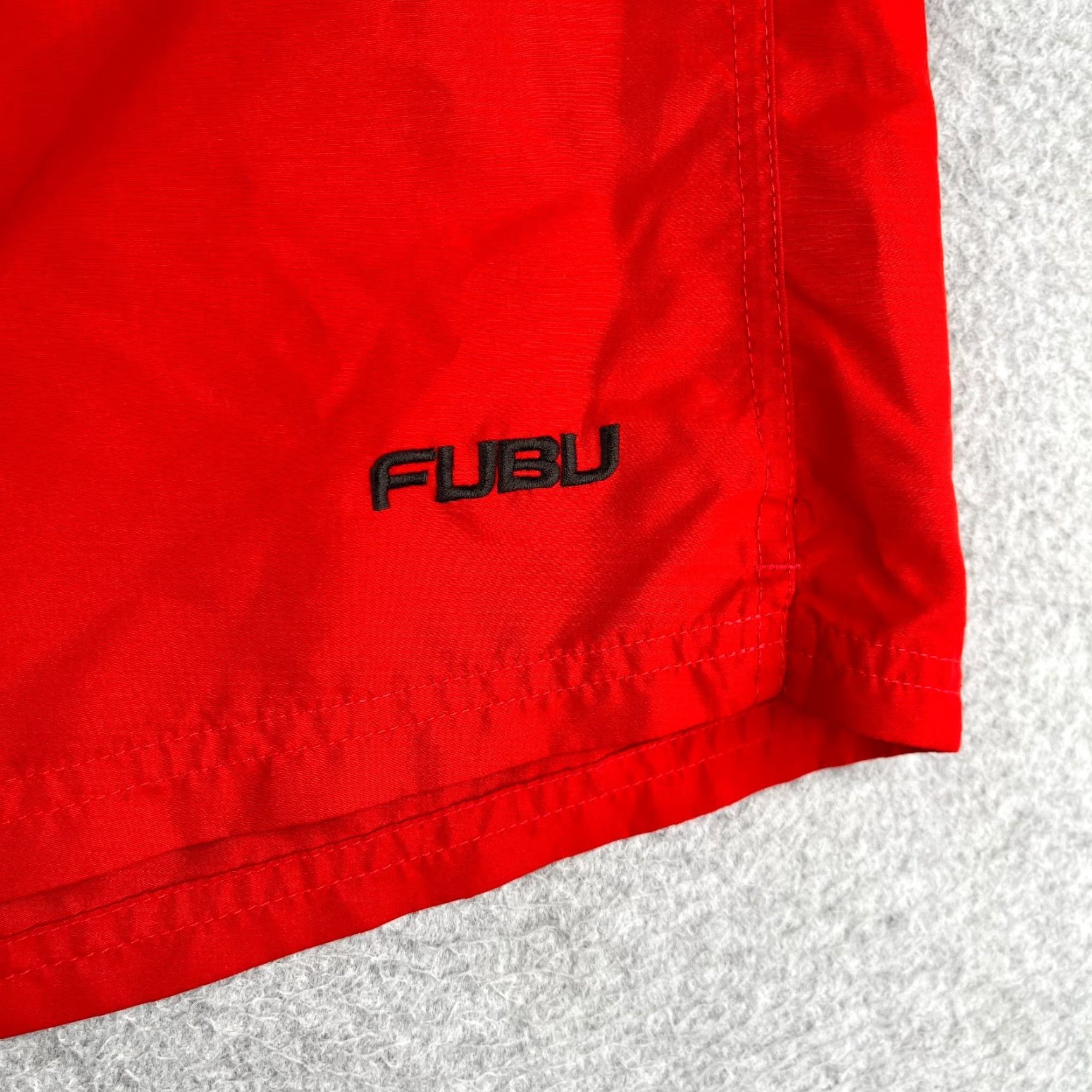 Fubu FUBU Swim Trunks Mens Large Red Solid Pockets Draw String Lined Beach Surfing Size 42R - 2 Thumbnail