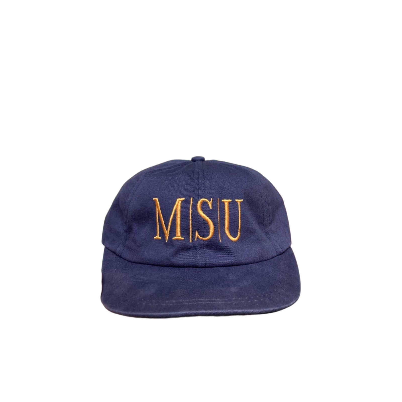 Vintage VINTAGE Collegiate strapback hat cap MSU Michigan state university college bar navy blue Men Adjustable Blue University Strapback Mens Size ONE SIZE - 1 Thumbnail