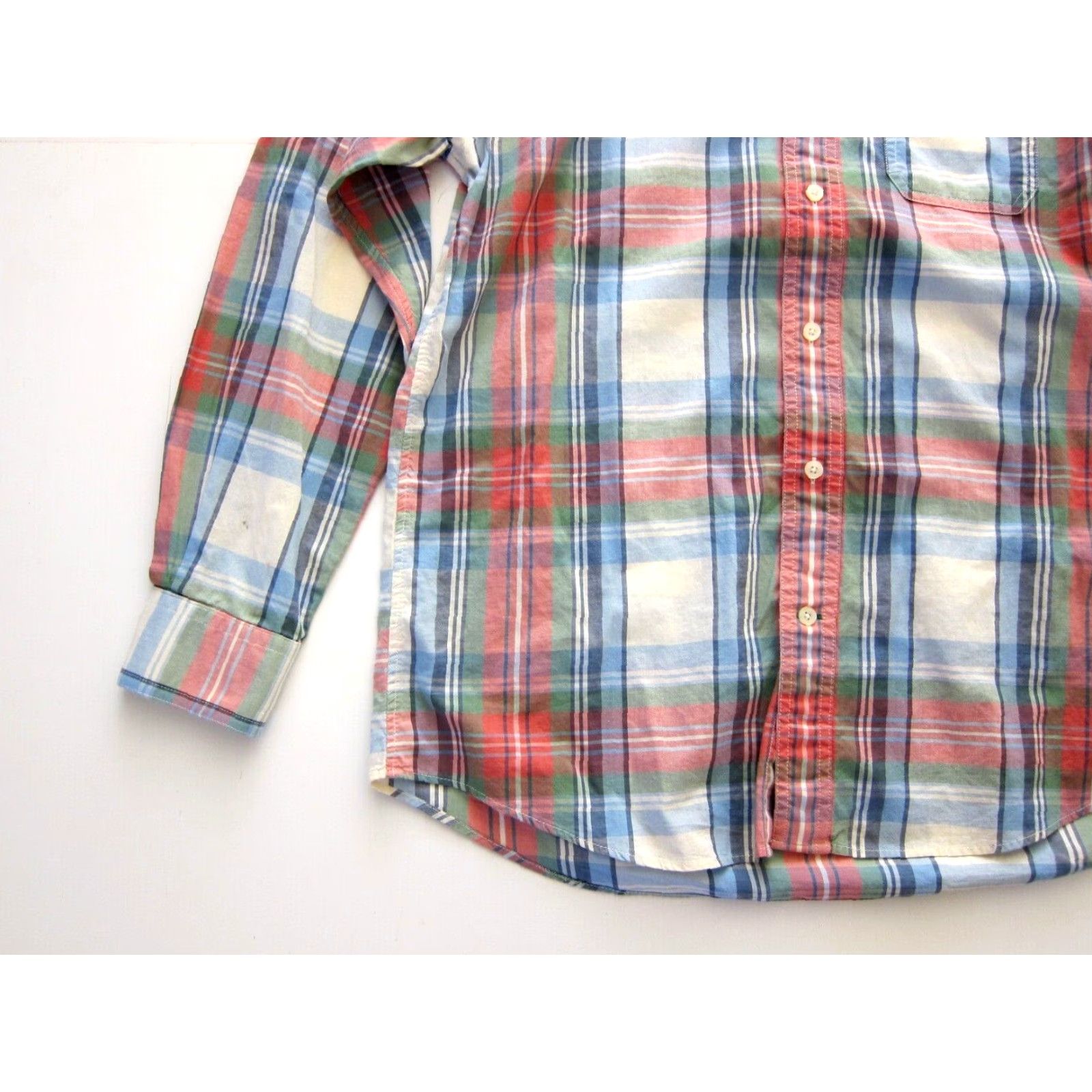 Tommy Hilfiger VINTAGE Tommy Hilfiger Island Madras Cotton Pink Blue Green Plaid Long Sleeve Button Shirt M Size US M / EU 48-50 / 2 - 8 Thumbnail