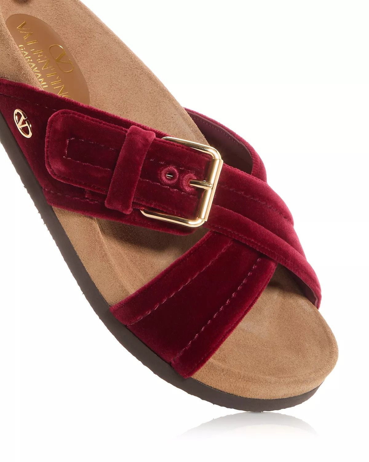 Valentino oc11z0825 Buckled Velvet Slides in Maroon Size US 8 / IT 38 - 5 Thumbnail