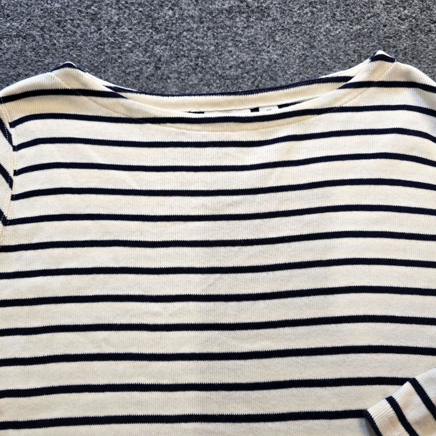 Vintage LL Bean Sweater Womens Size 1X White Blue Stripe Boat Neck Pullover Knit Cotton 3/4 Sleeve Casual Mens Womens Girls Boys Size XL / US 12-14 / IT 48-50 - 2 Thumbnail