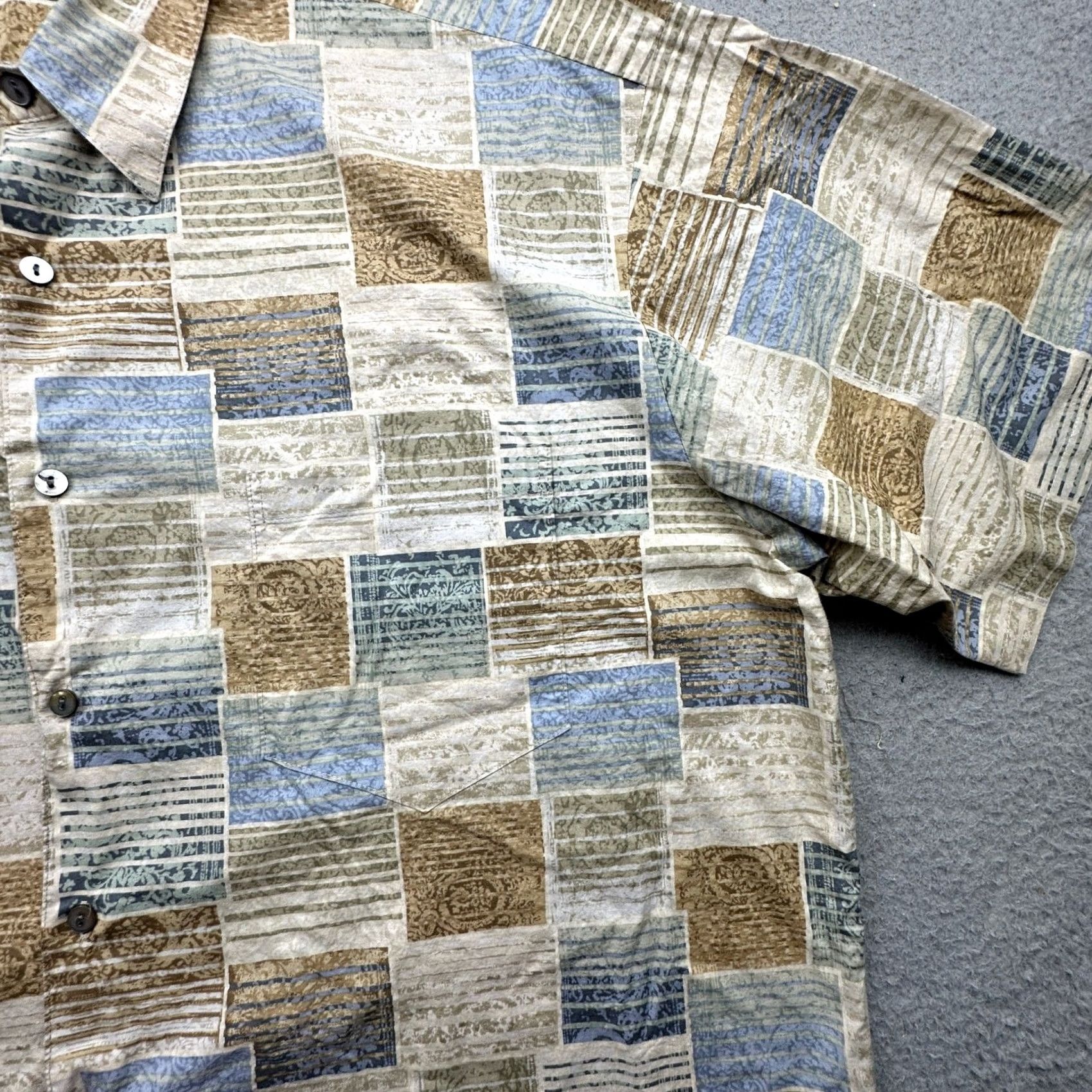 Tori Richard Tori Richard Honolulu Hawaiian Button-Up Shirt Mens 2XL Abstract Geometric USA Brown Blue Size US XXL / EU 58 / 5 - 7 Thumbnail