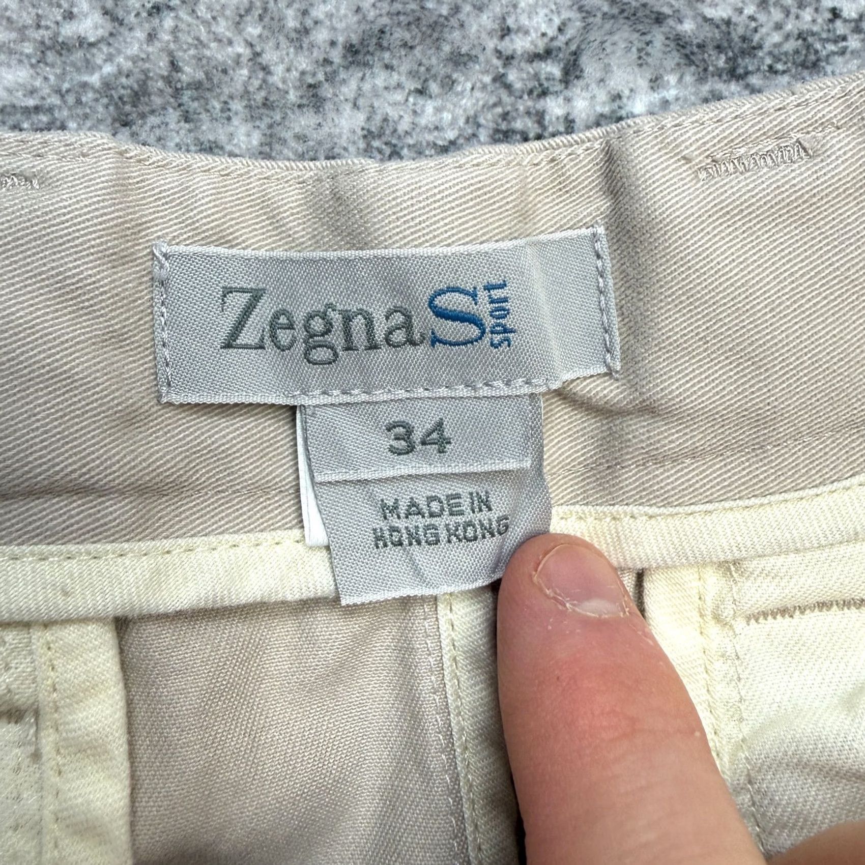 Ermenegildo Zegna Zegna Sport Pants Mens 34 Beige Cotton Straight Chino Trouser Regular Fit Front Pockets Size US 34 / EU 50 - 4 Thumbnail