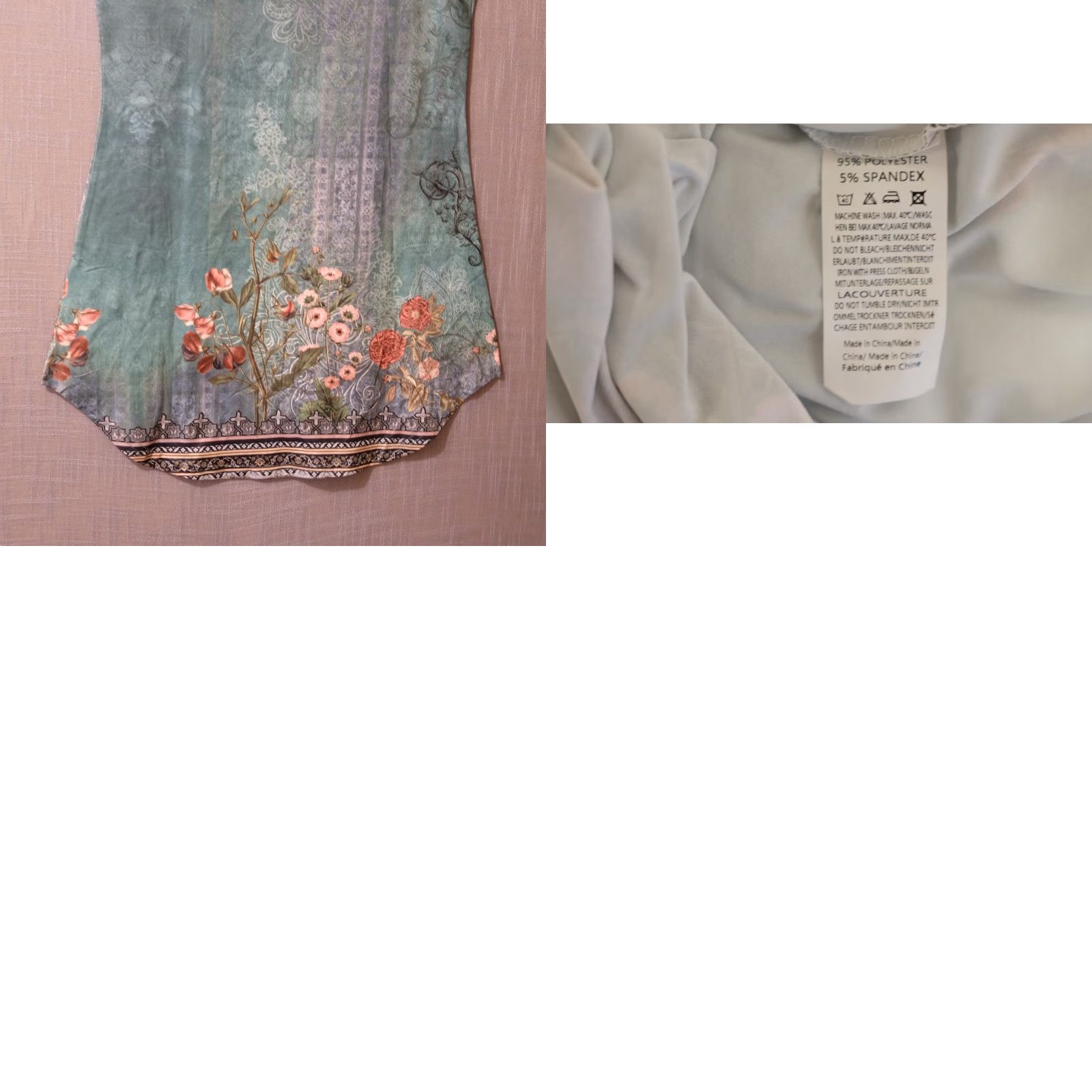Vintage NWT! Ekouaer Dress Womens M Green Sleeveless Floral Stretch #A1-115 Size M / US 6-8 / IT 42-44 - 8 Thumbnail