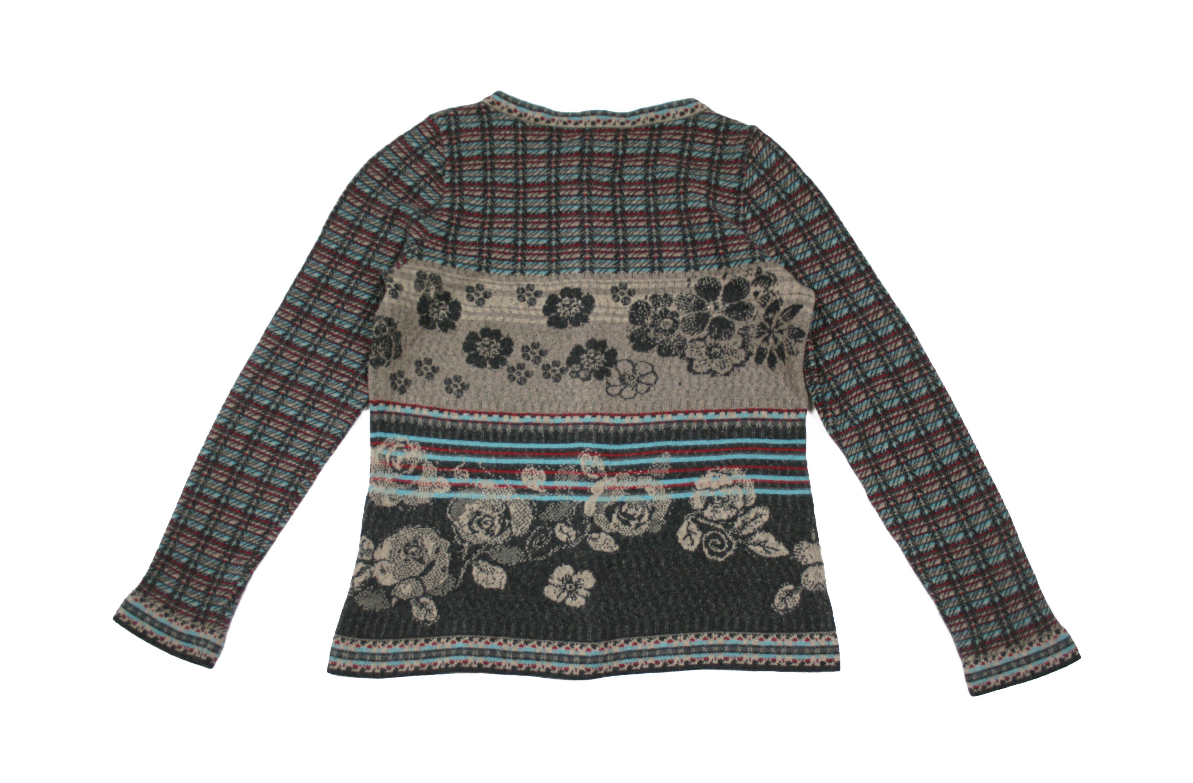 Other Ivko Float Floral Wool Intarsia Knit Cardigan Size S / US 4 / IT 40 - 2 Thumbnail