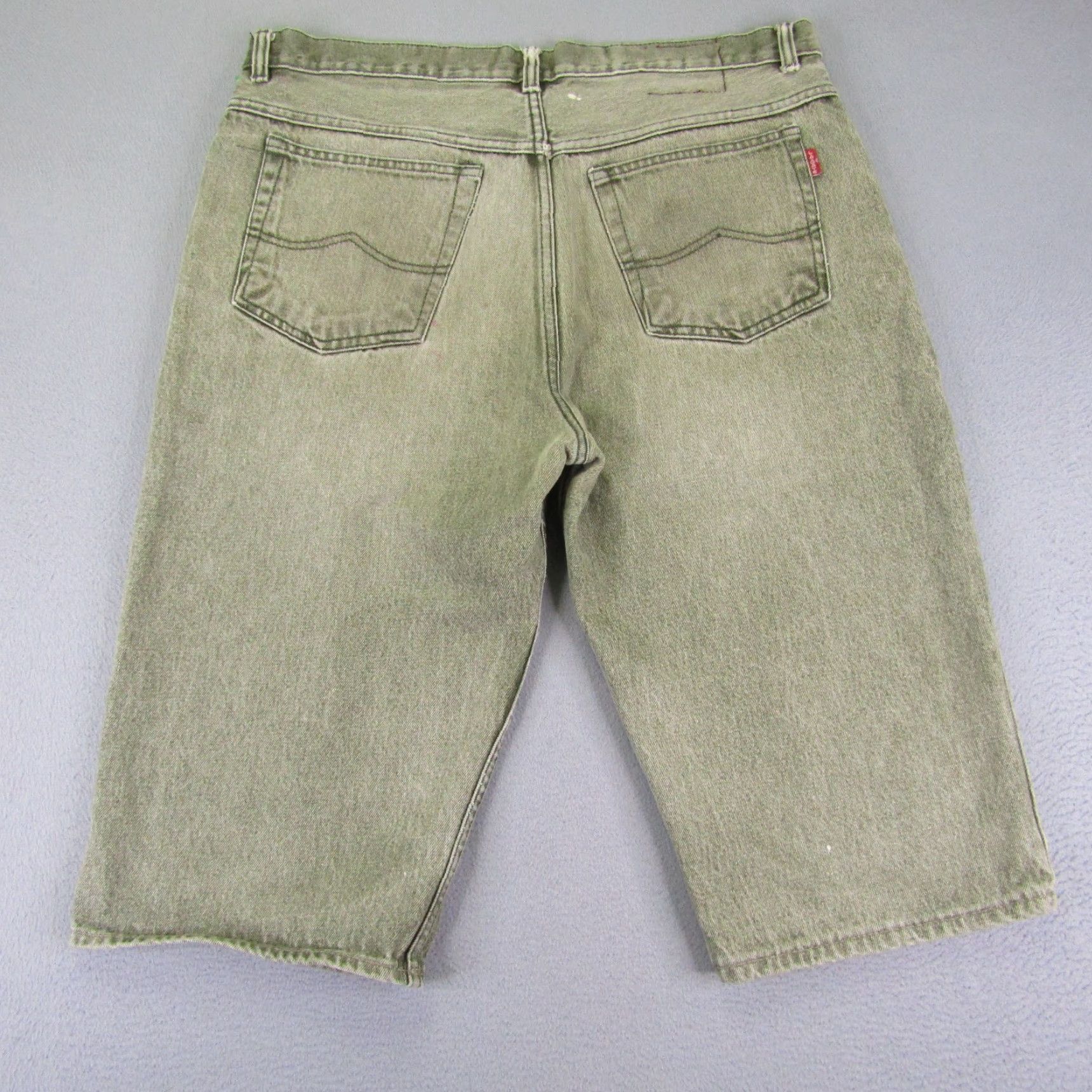 Denime VINTAGE LA Gate Jeans Shorts Mens 38 Green Denim Baggy Grunge 90s Y2K California Size US 37 - 5 Thumbnail