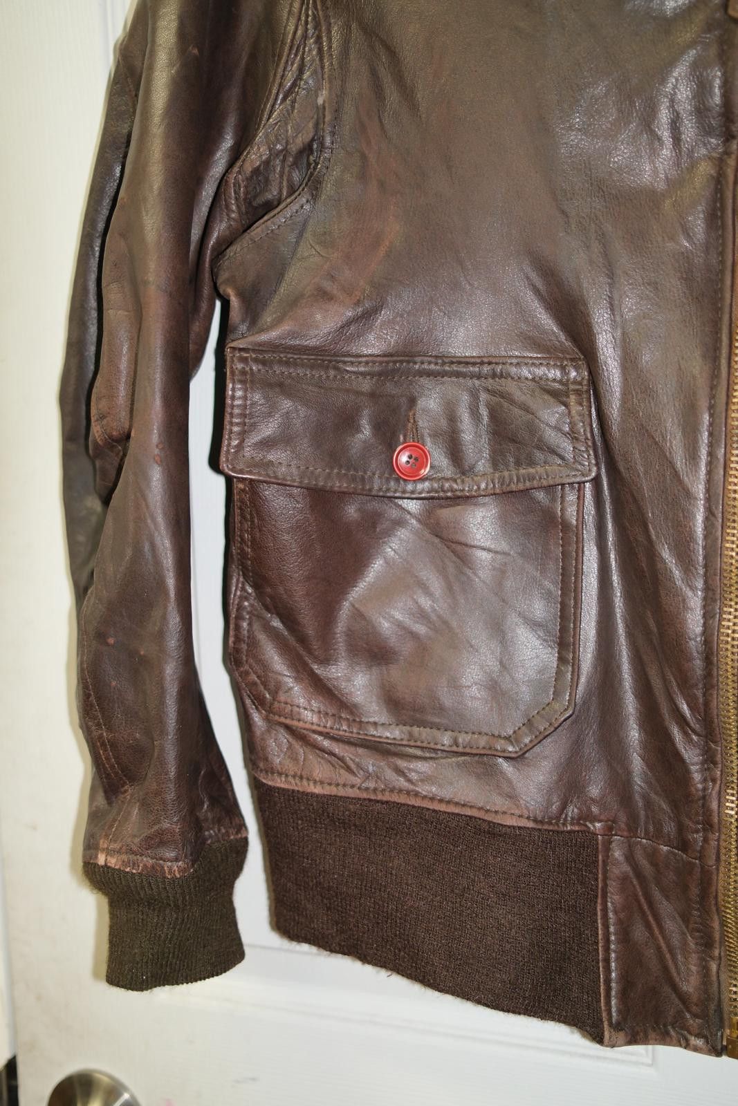 Vintage 60's Military Leather Flight Bomber Jacket Size M / US 6-8 / IT 42-44 - 3 Thumbnail