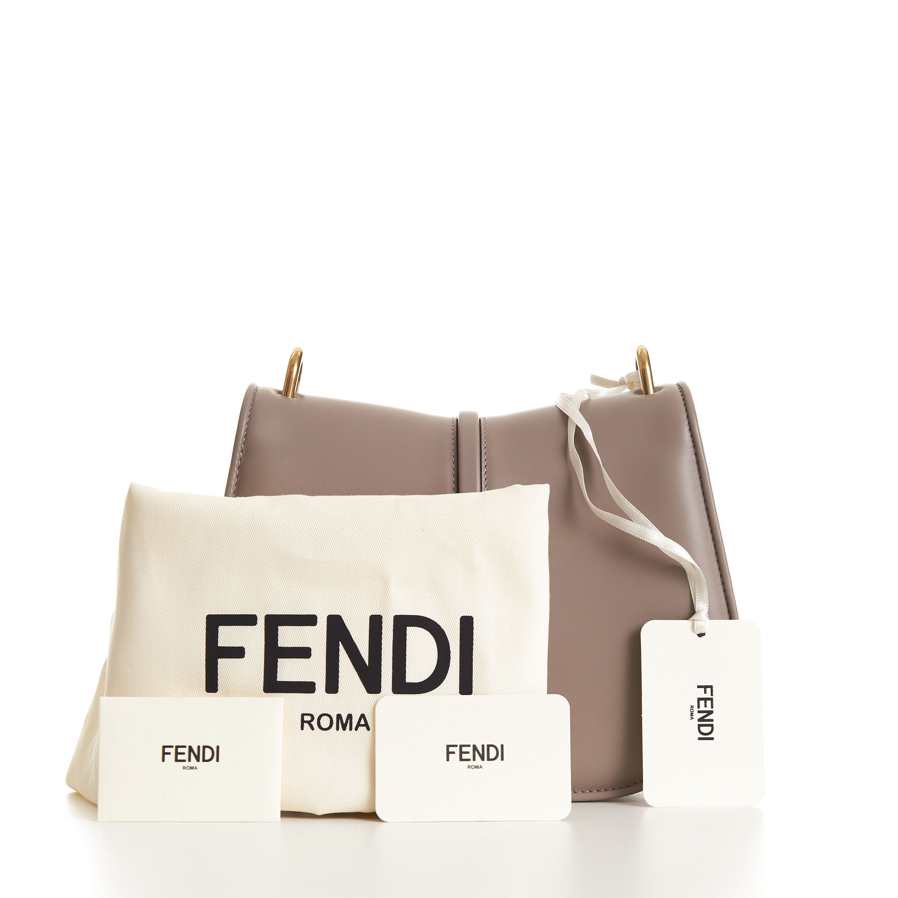 Fendi C’mon Medium Dove-Gray Smooth Full-grain Leather Bag Size ONE SIZE - 12 Thumbnail