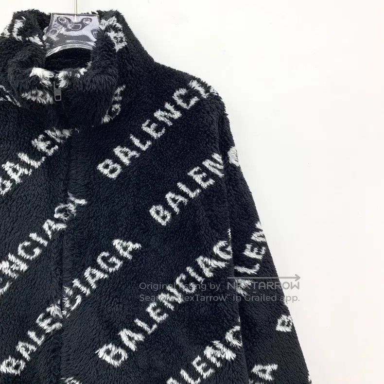 Balenciaga Balenciaga Black Logo Teddy zip-up jacket Size XS / US 0-2 / IT 36-38 - 3 Thumbnail