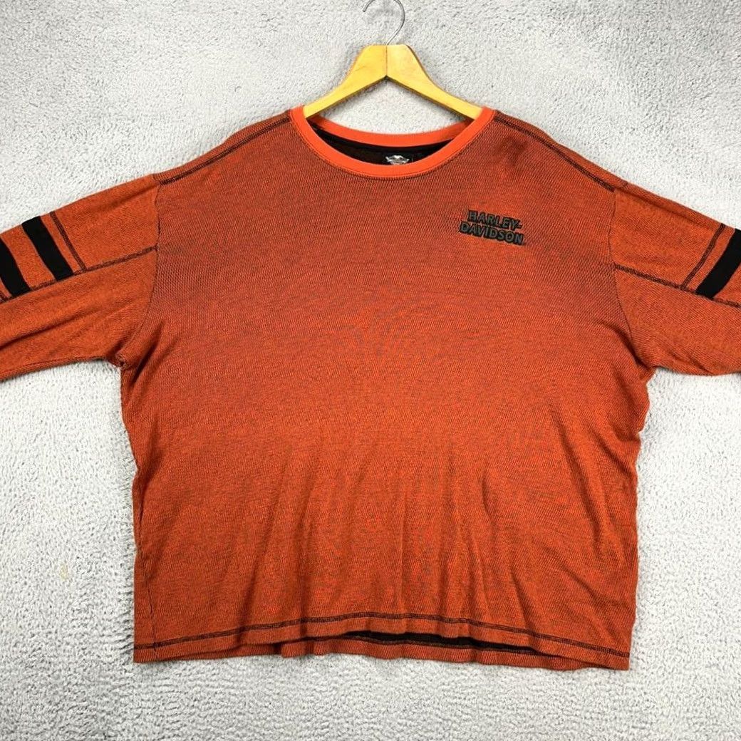 Harley Davidson Harley-Davidson Sweater Mens 2XL Orange Graphic Print Crew Neck Knit Pullover Size US XXL / EU 58 / 5 - 2 Thumbnail