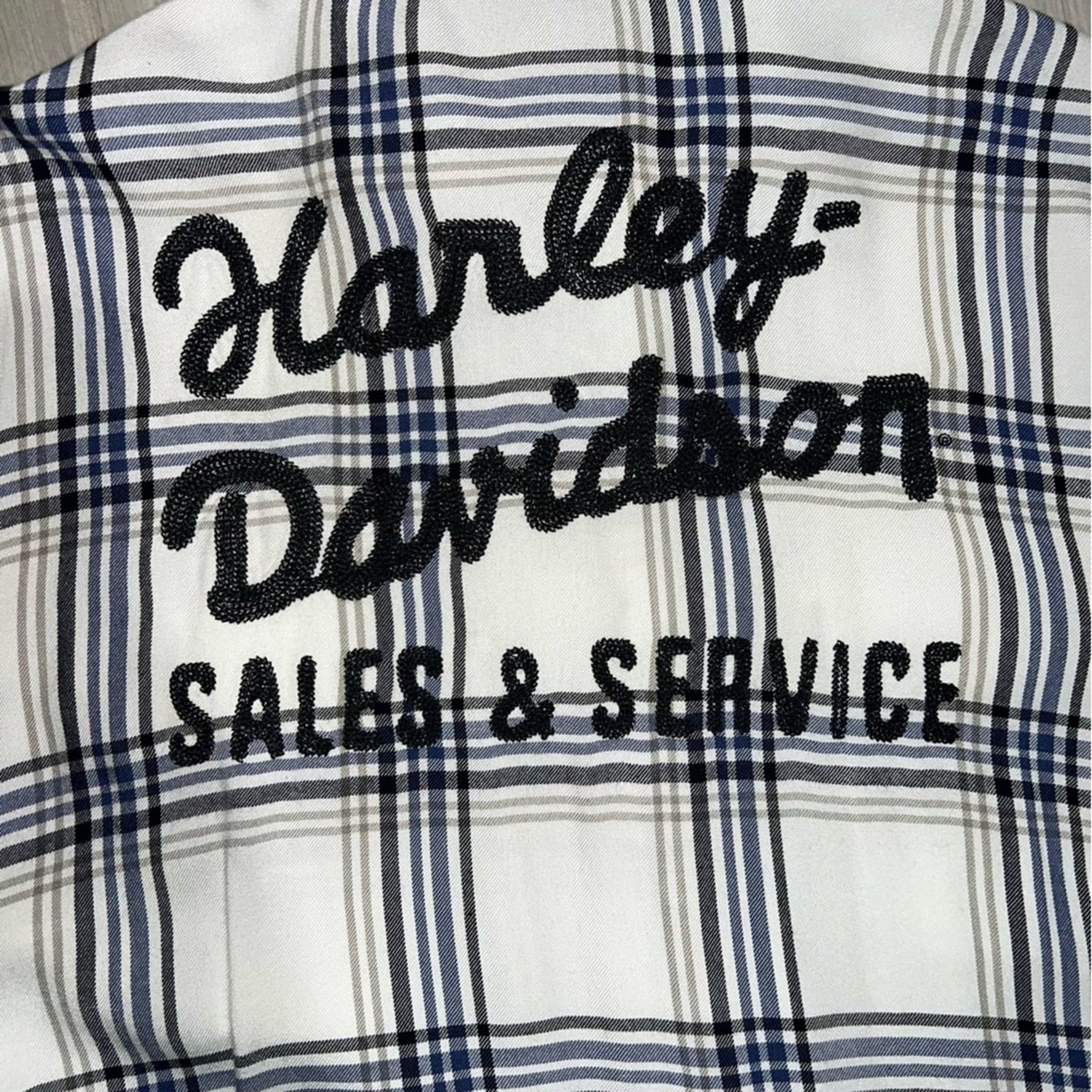 Harley Davidson Harley-Davidson Plaid White/Blue Long Sleeve Button-Up Size XL / US 12-14 / IT 48-50 - 8 Thumbnail