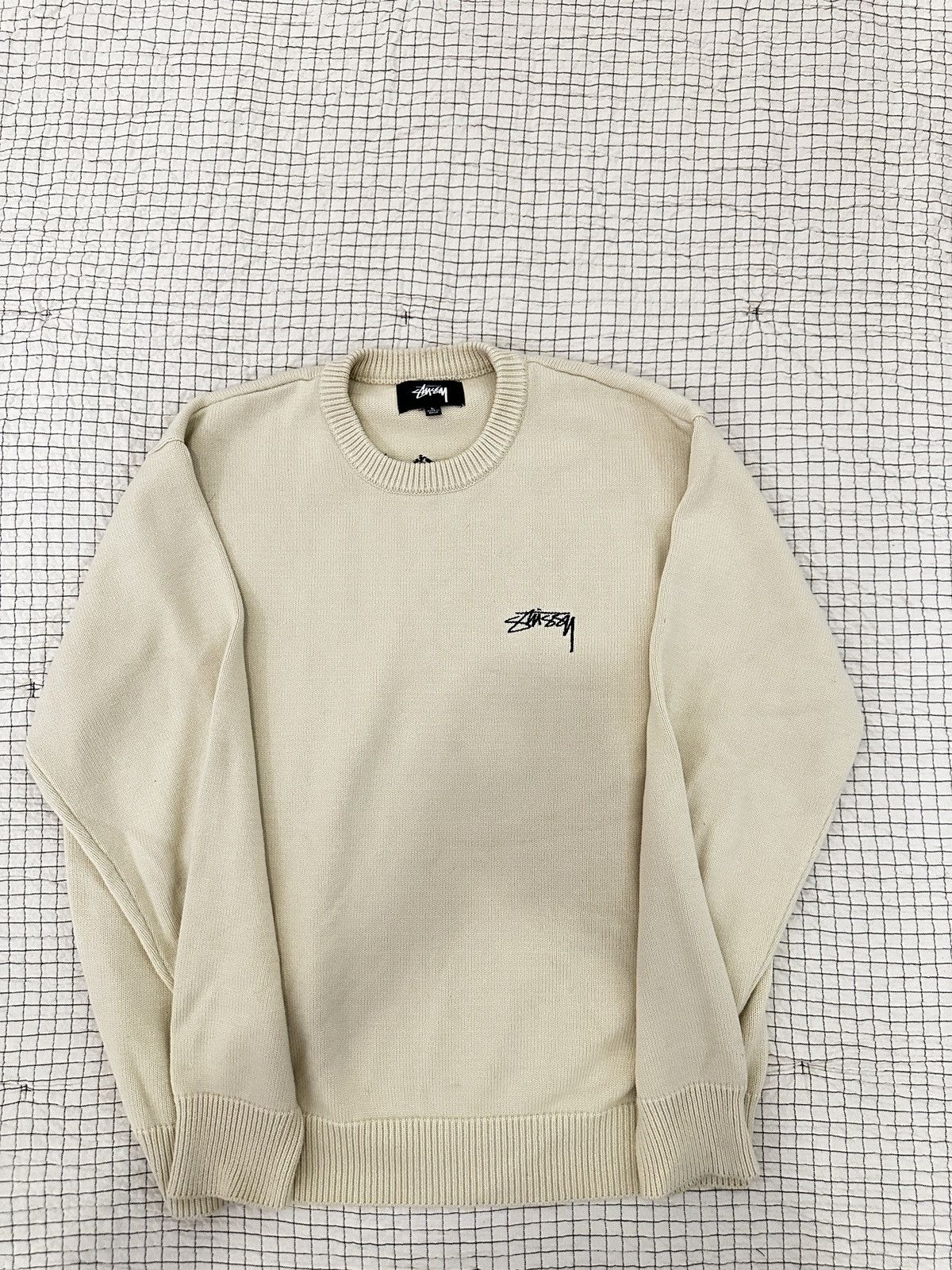 Stussy Stussy Knitted Sweater 117140 Care Label (NATURAL) Size US L / EU 52-54 / 3 - 1 Thumbnail