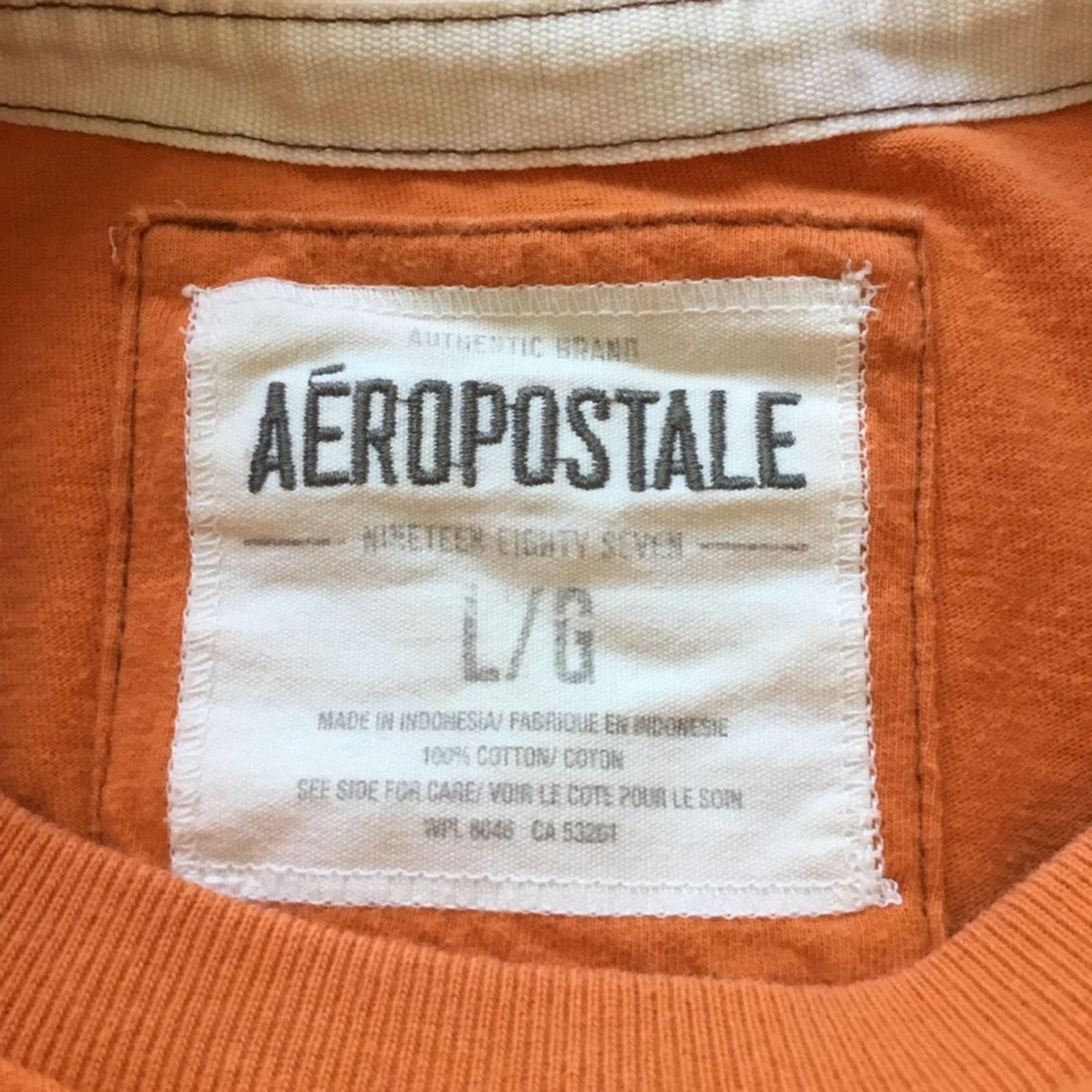 Aeropostale Aeropostale Orange Crewneck Logo Graphic Tee Size US L / EU 52-54 / 3 - 12 Thumbnail