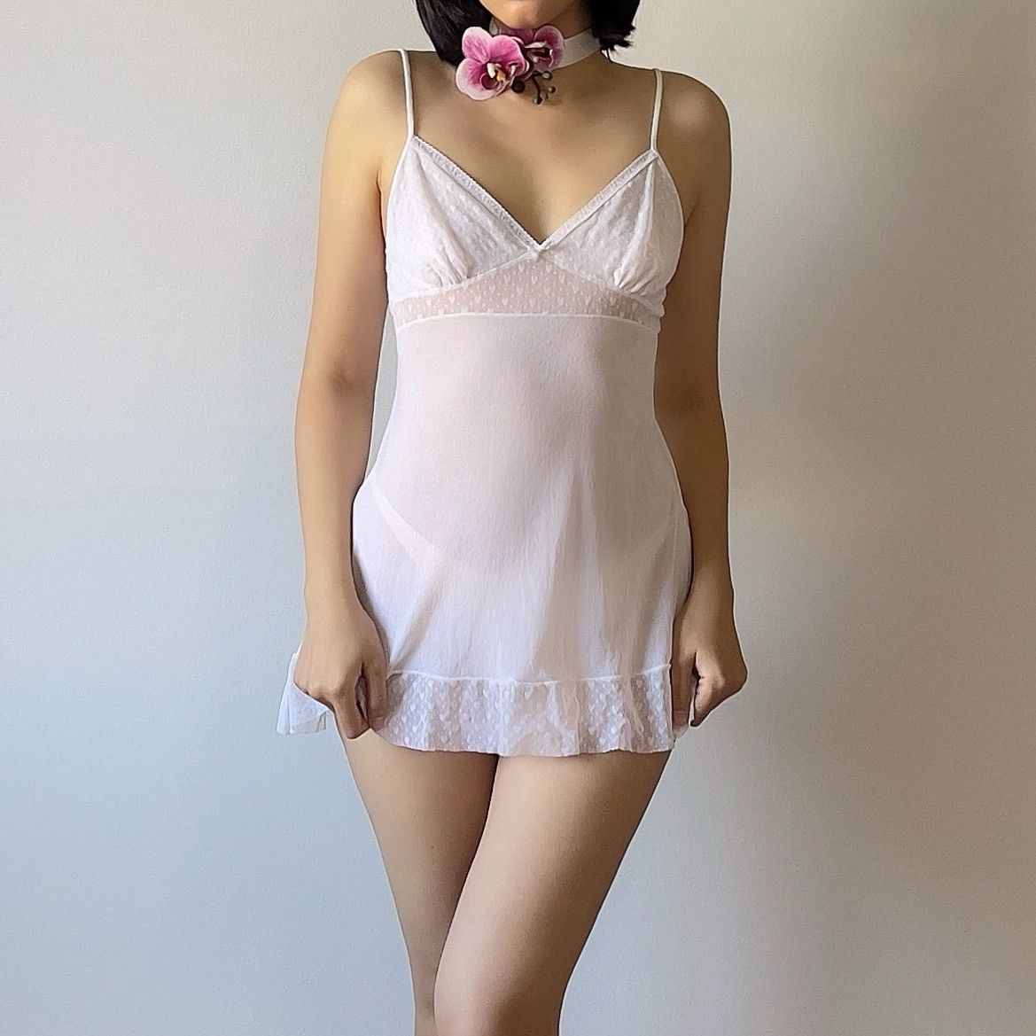 Victoria's Secret Victoria’s Secret 2000s White Mesh Mini Slip Dress (S–M) Size M / US 6-8 / IT 42-44 - 1 Thumbnail
