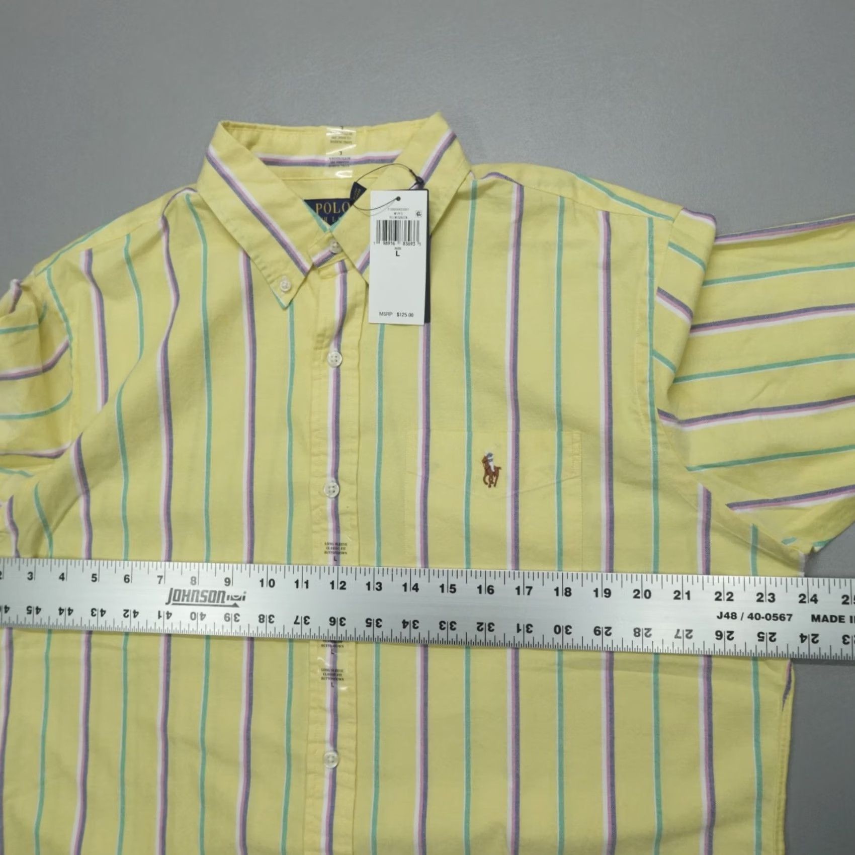 Polo Ralph Lauren Polo Ralph Lauren Button Down Shirt Mens L Oxford Classic Fit Yellow Striped Size US L / EU 52-54 / 3 - 6 Thumbnail