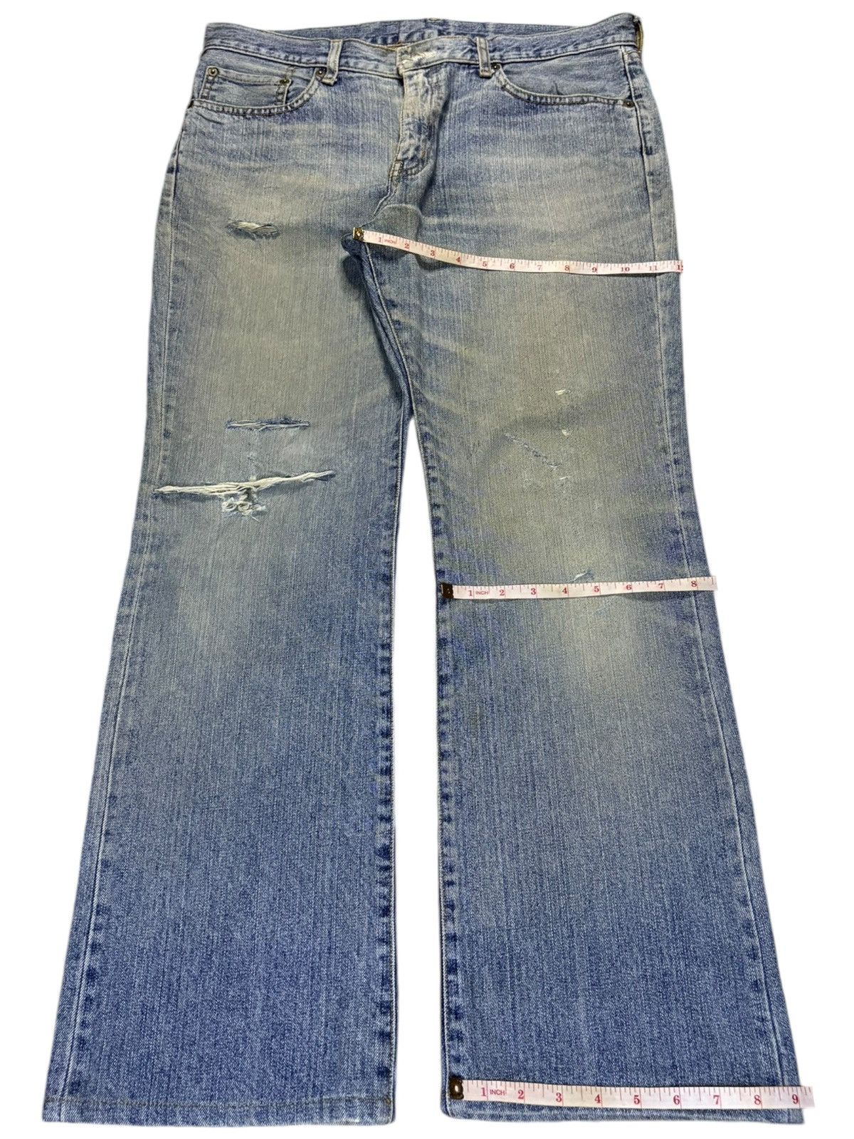 Japanese Brand × Uniqlo Vintage Japanese Uniqlo Mud Wash Distressed Flare Jeans Size US 35 - 14 Thumbnail