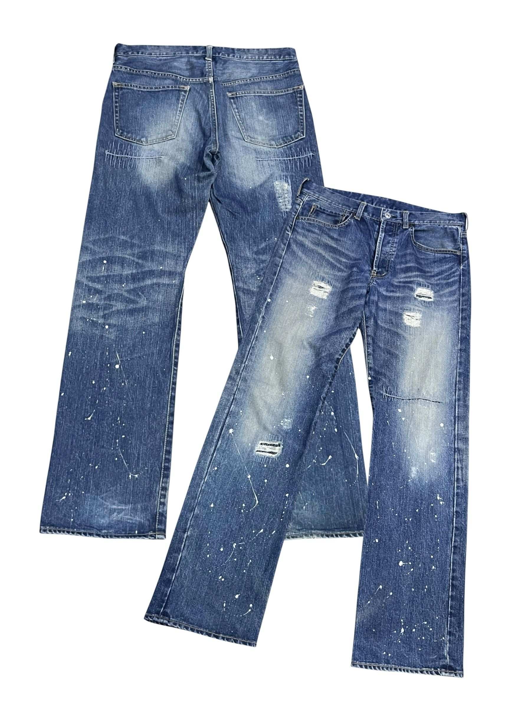 🔥Takeo Kikuchi Distressed Japan Denim Paint Splatter Jeans